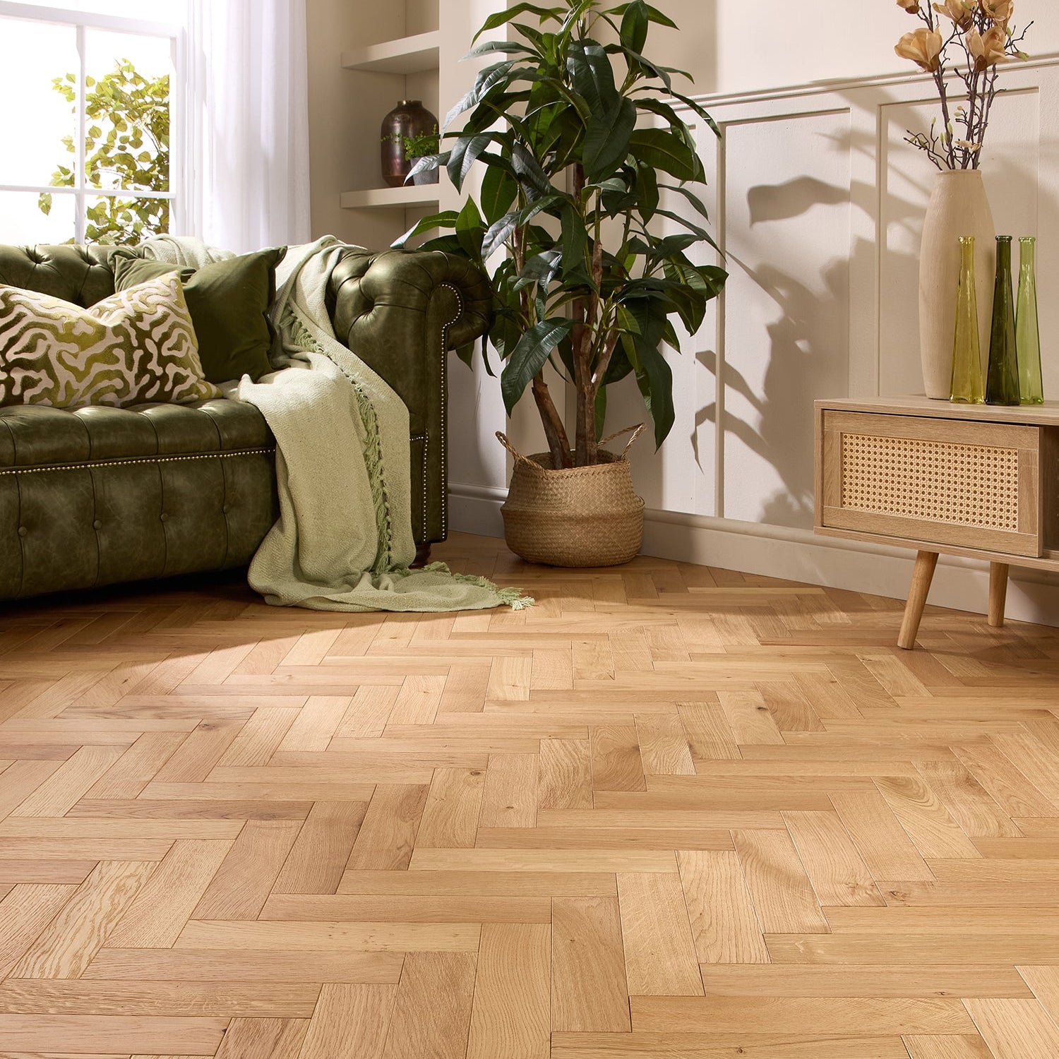 Natural Oak Herringbone 18mm Engineered