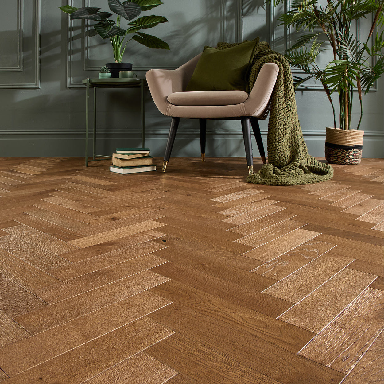 Fumed Oak Herringbone 18mm Engineered