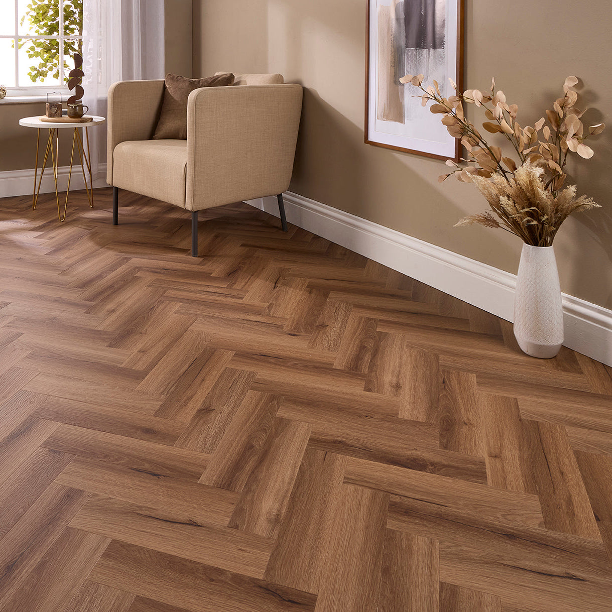 Roma Oak Herringbone Glue Down LVT