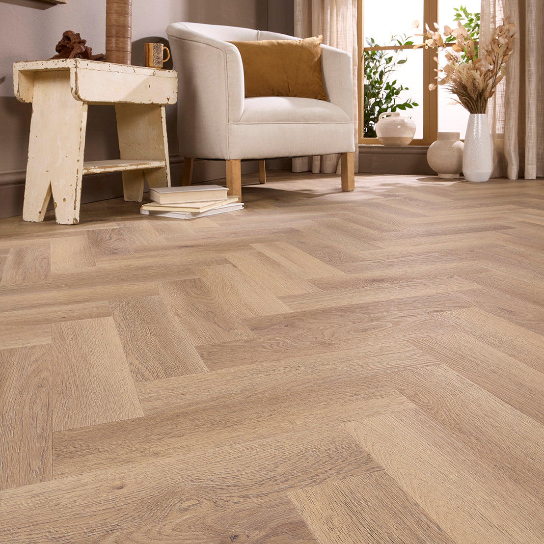 Saanen Oak Herringbone Glue Down LVT