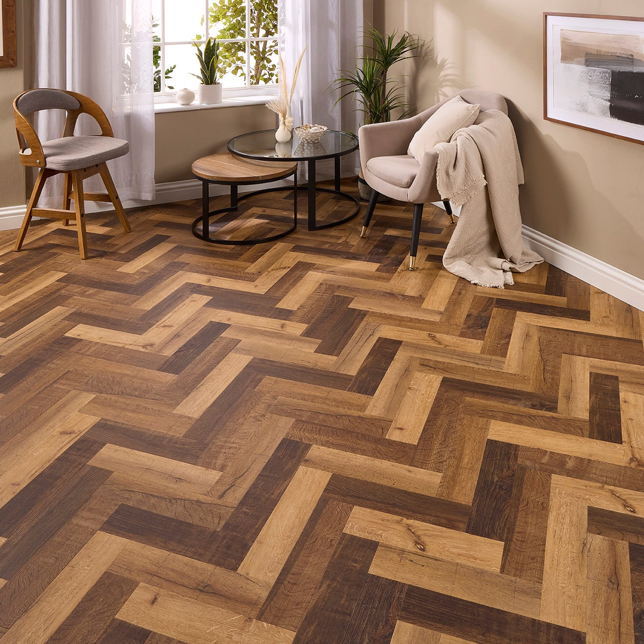 Sienno Herringbone Glue Down LVT