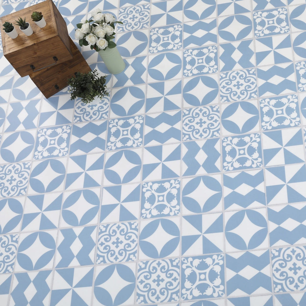 Sky Blue Glue Down LVT