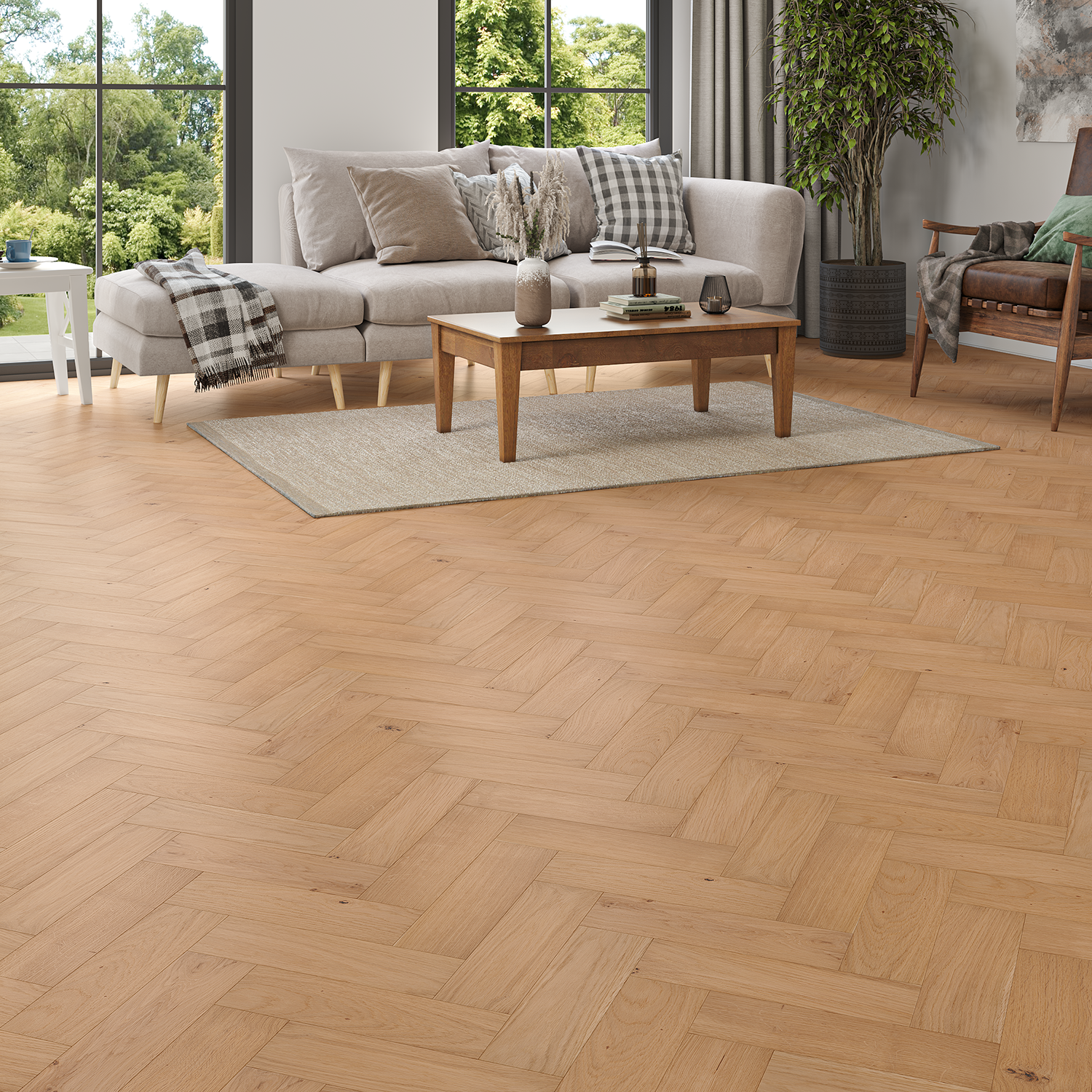 Rowan Oak Herringbone Engineered