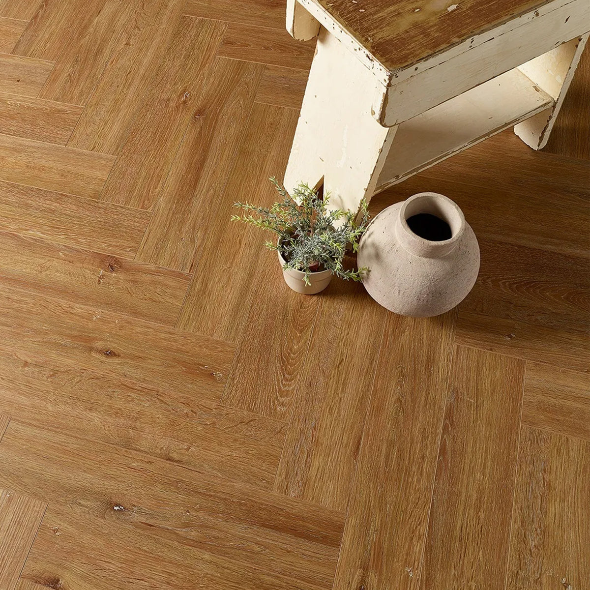 Brushed Brown Herringbone Click Vinyl SPC