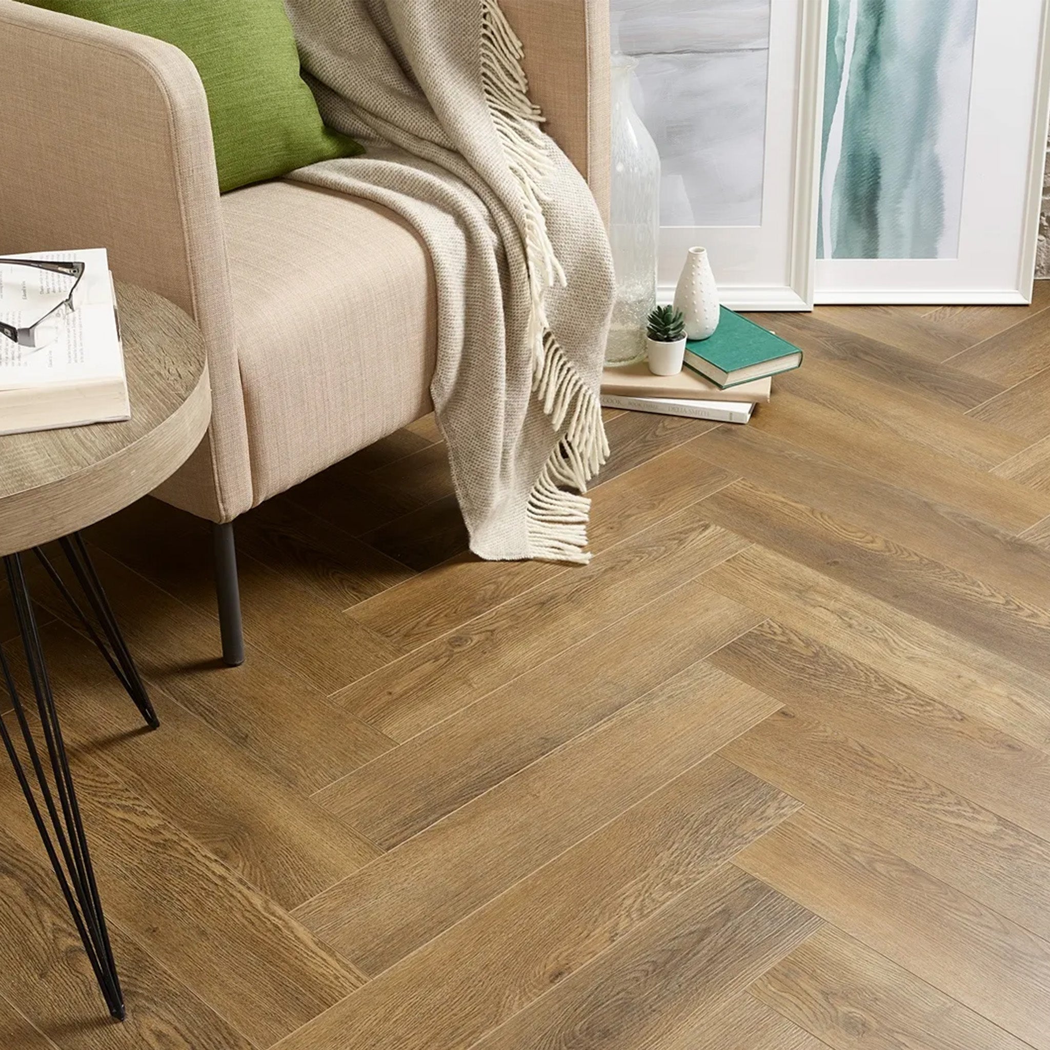 Hydro Loc Dark Brown 6mm Herringbone Waterproof Click Vinyl
