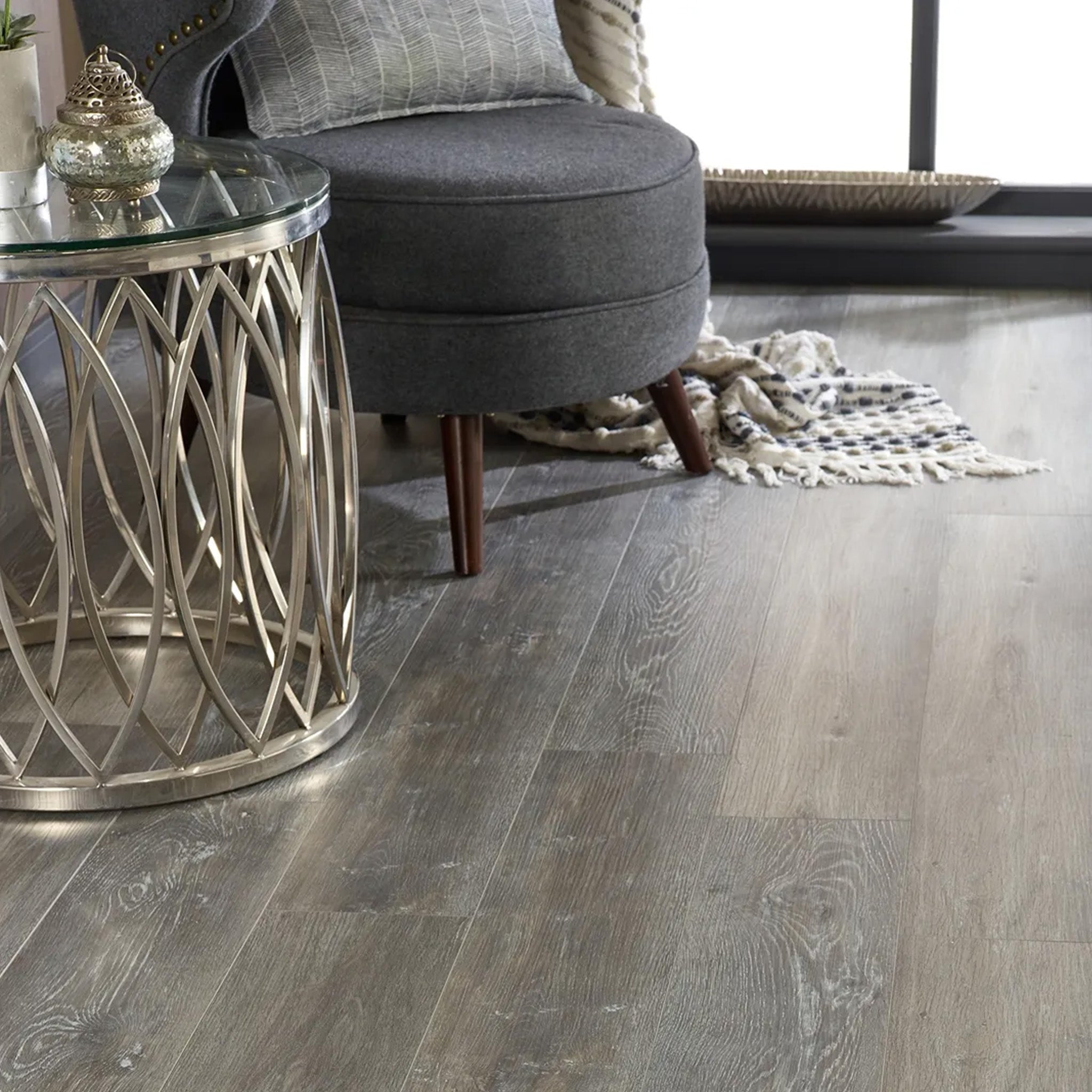 Mid Grey 6mm Straight Waterproof Click Vinyl