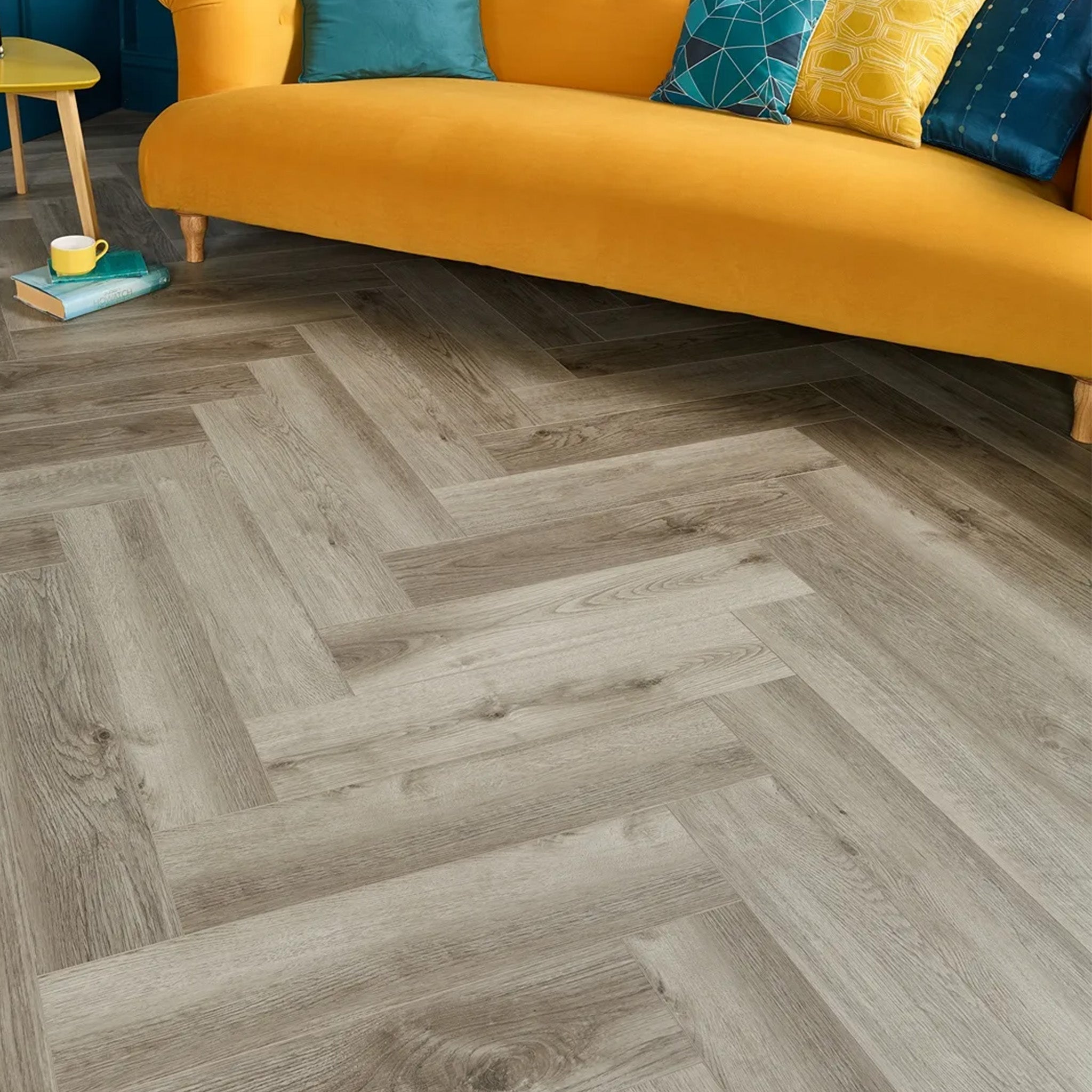 Hydro Loc Smoked Grey 6mm Herringbone Waterproof Click Vinyl