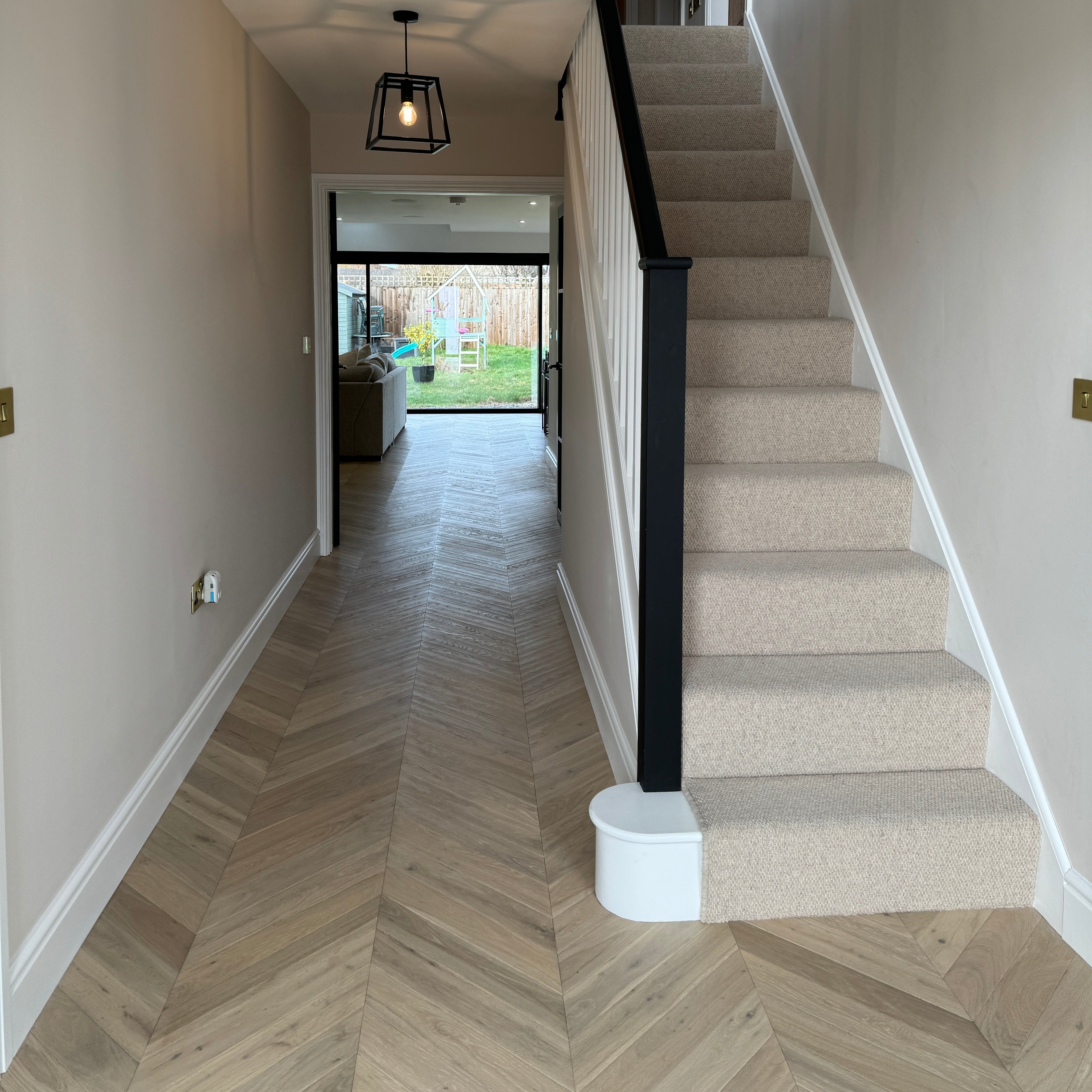 White Beach Oak Chevron Engineered