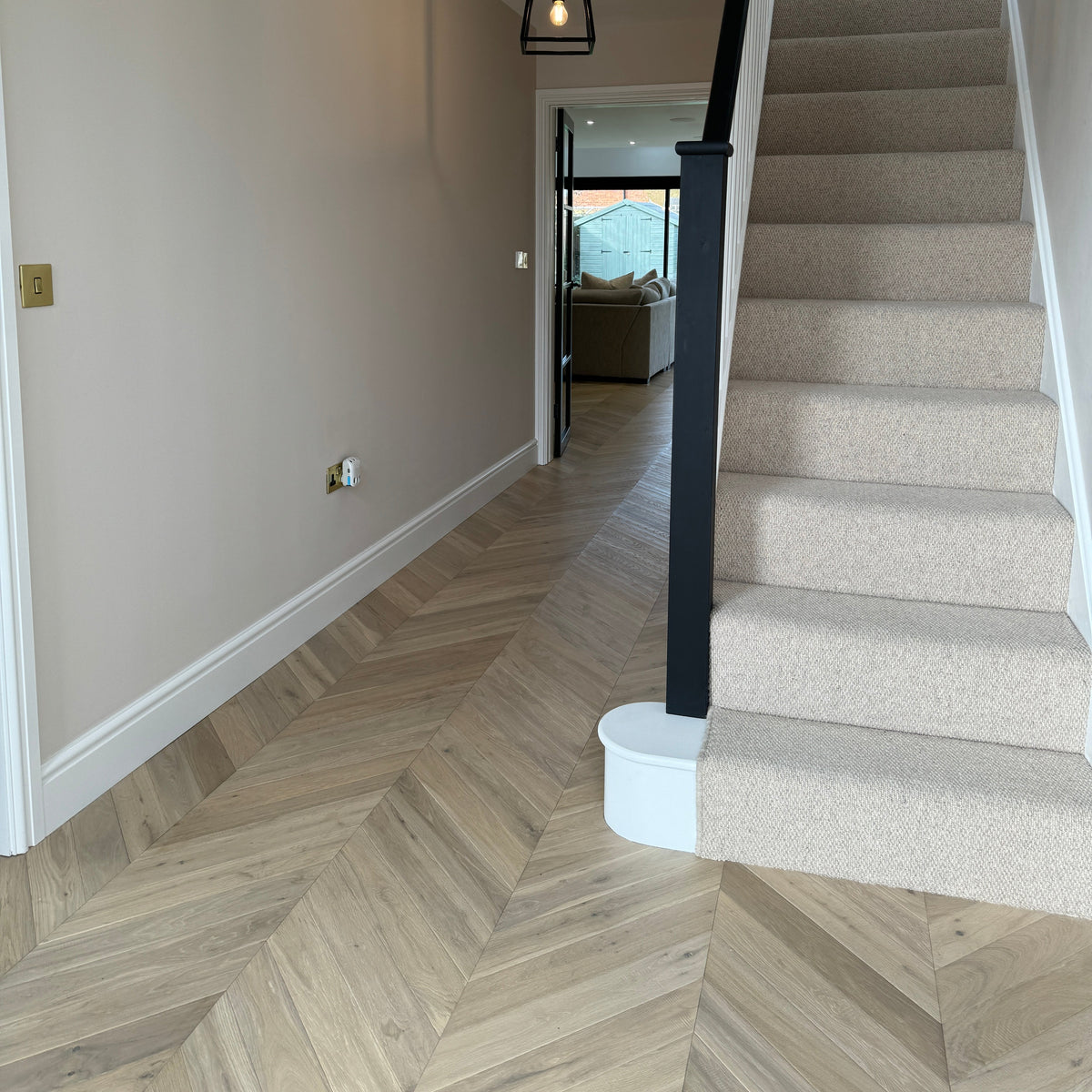 White Beach Oak Chevron Engineered