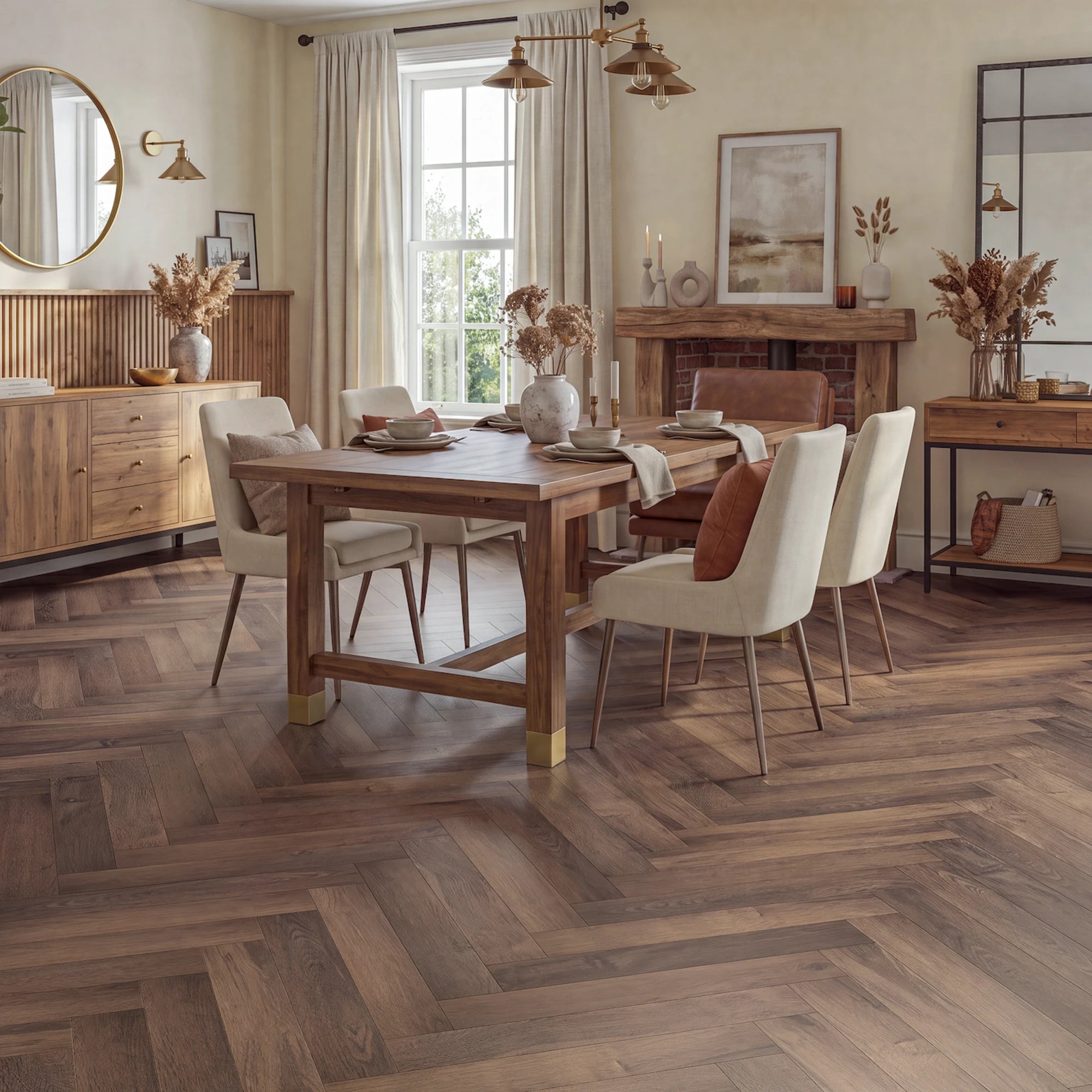 Coffee Date Herringbone Glue Down LVT