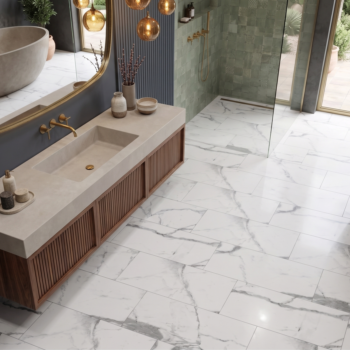 Statuario Luxe High Gloss Tile Effect Click Vinyl SPC