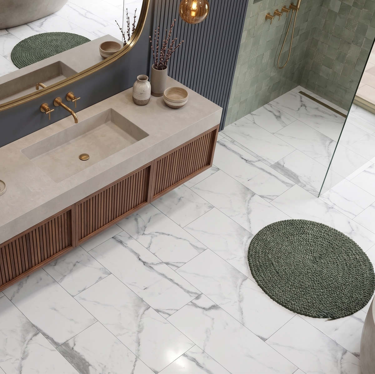 Statuario Luxe High Gloss Tile Effect Click Vinyl SPC