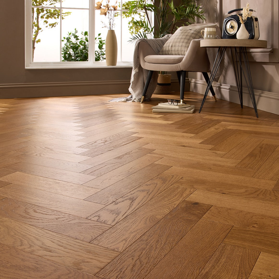 Smokey Oak Herringbone Engineered