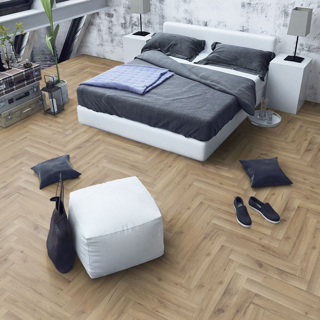 Angel Oak 12mm Herringbone Laminate - Floor Street