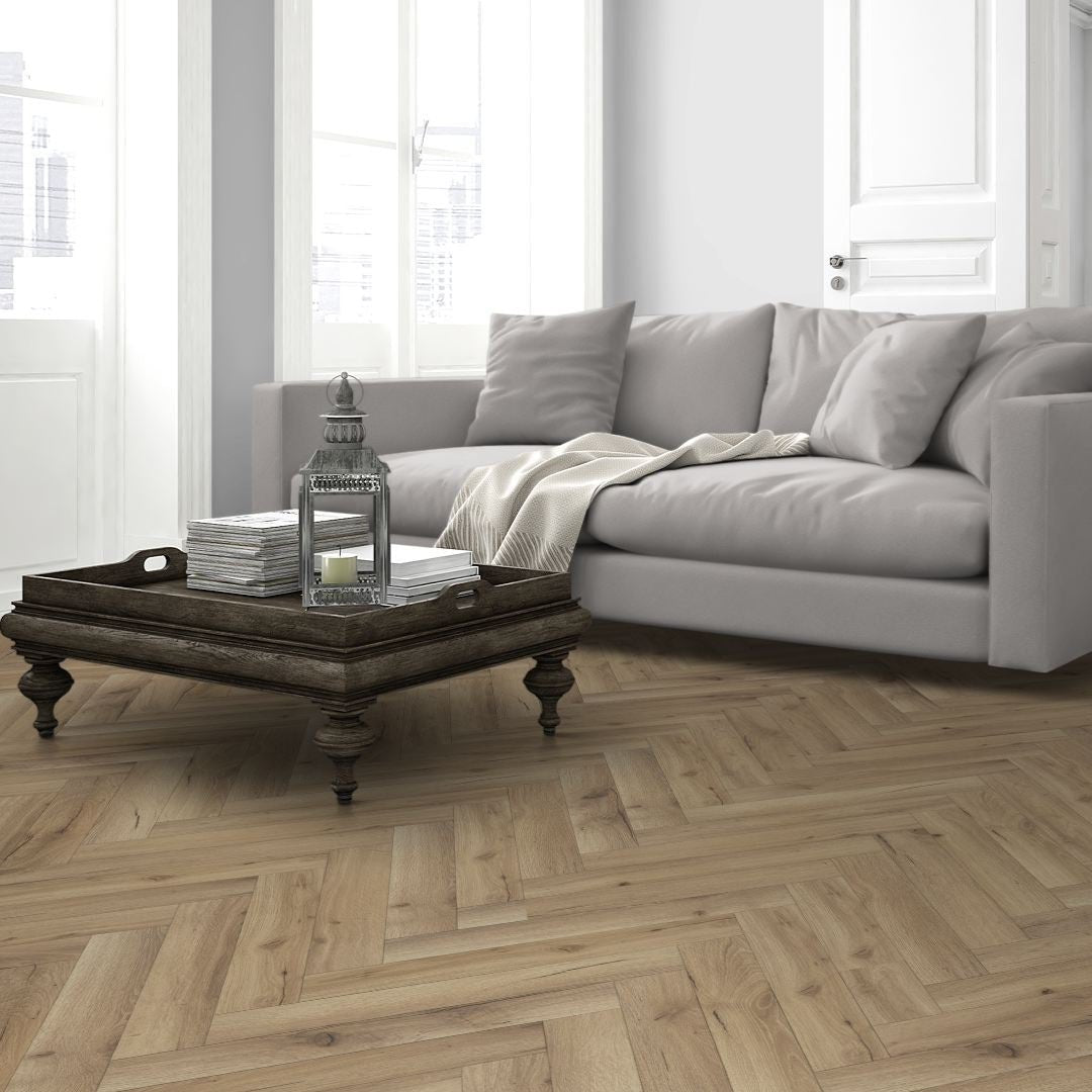 Angel Oak 12mm Herringbone Laminate - Floor Street