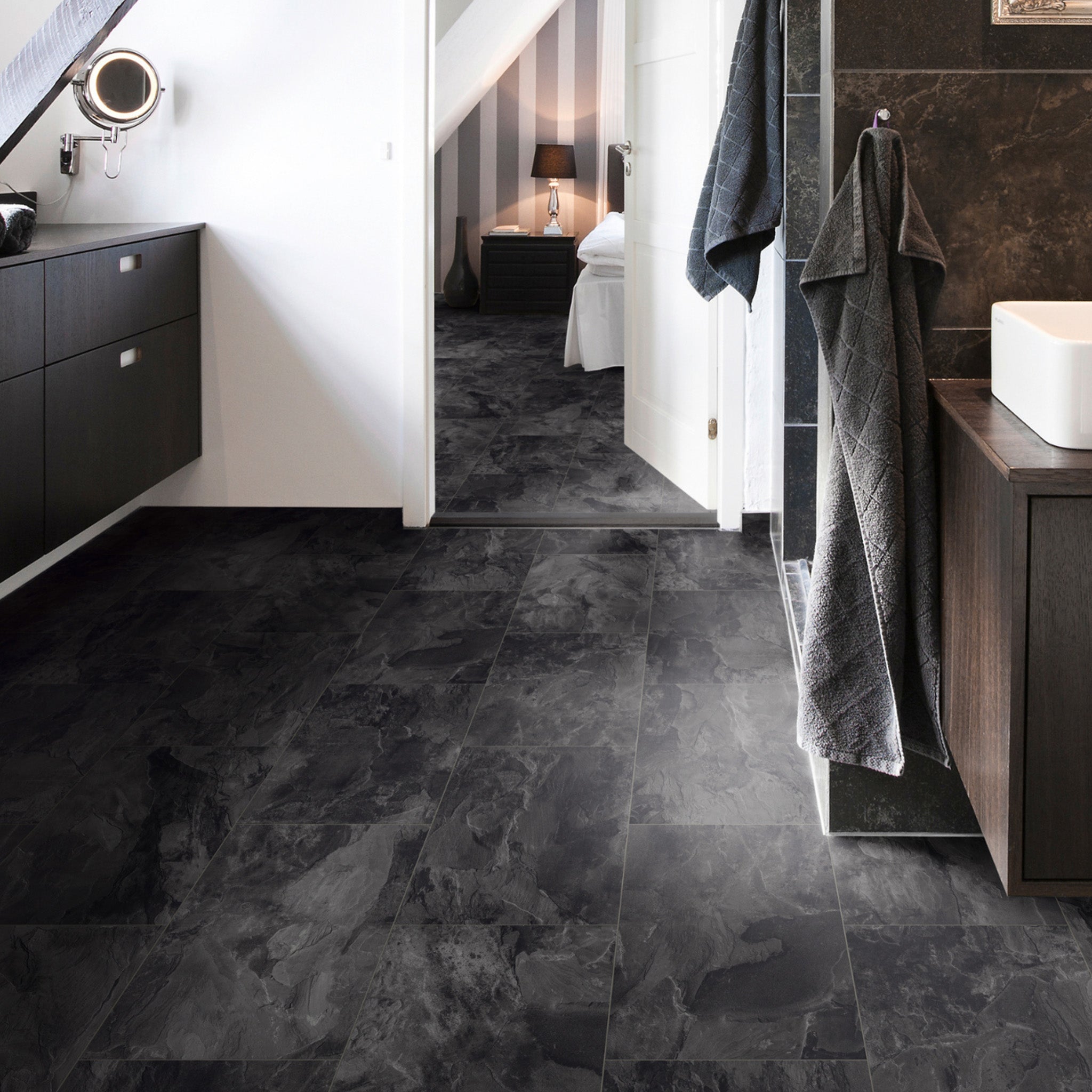 Nightfall 8mm Tile Effect Waterproof Laminate
