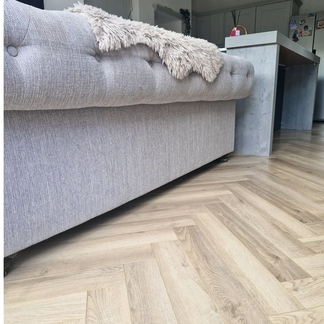 Brooklyn Oak 12mm Herringbone Laminate - Floor Street