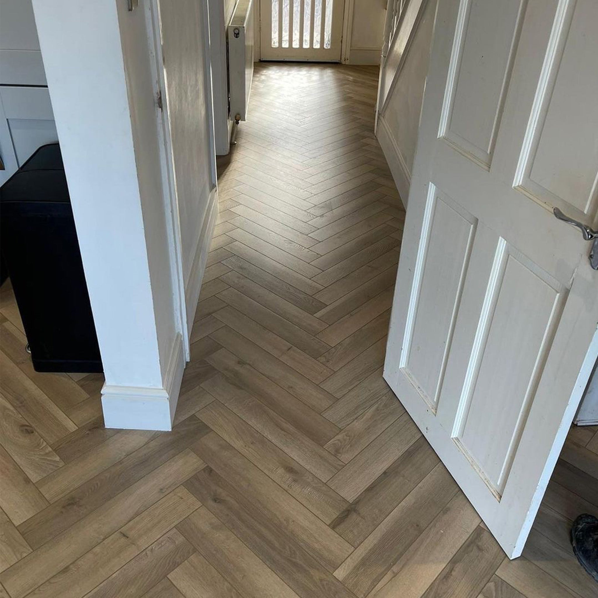 Brooklyn Oak 12mm Herringbone Laminate - Floor Street