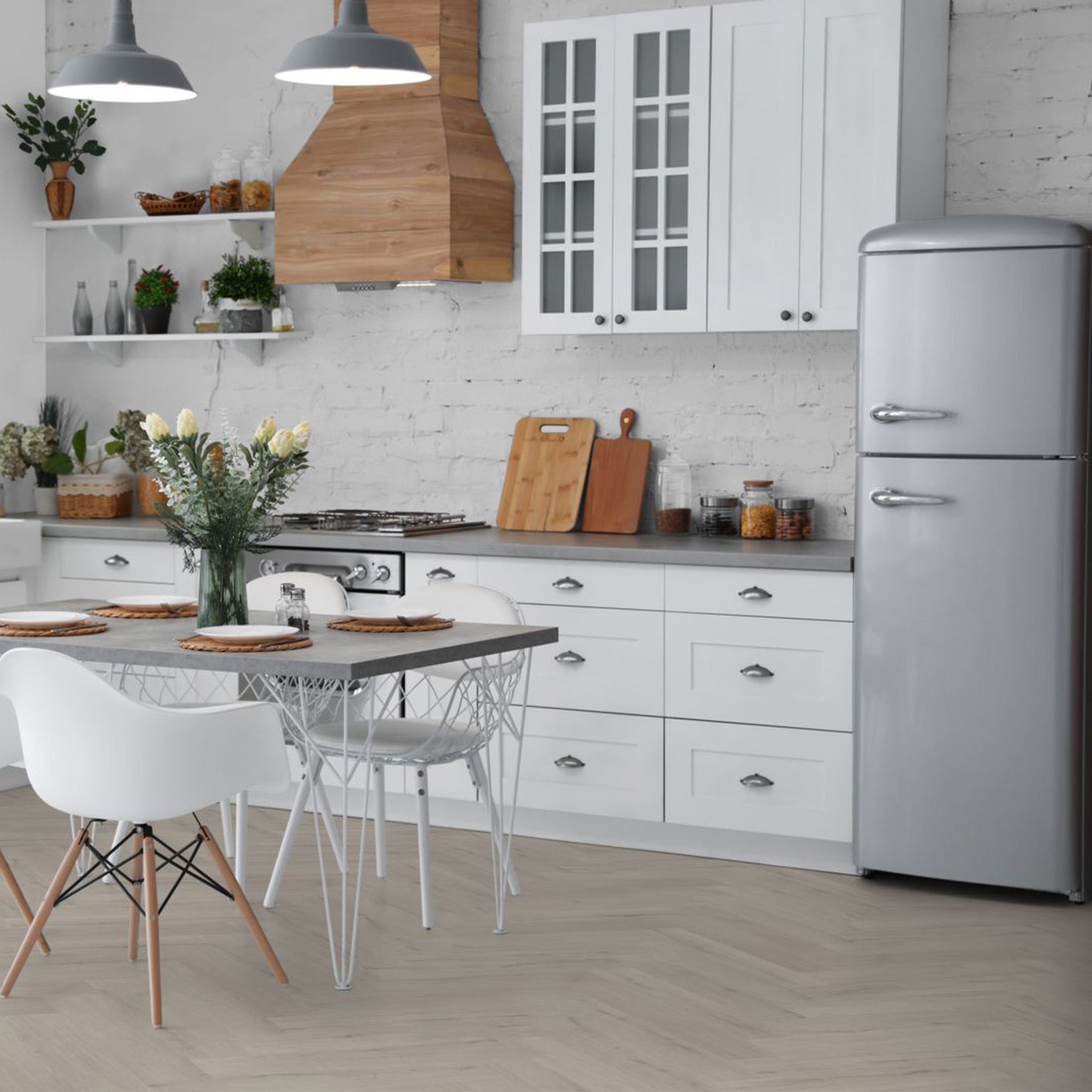 Bunny Oak Herringbone Waterproof Click Vinyl - Floor Street