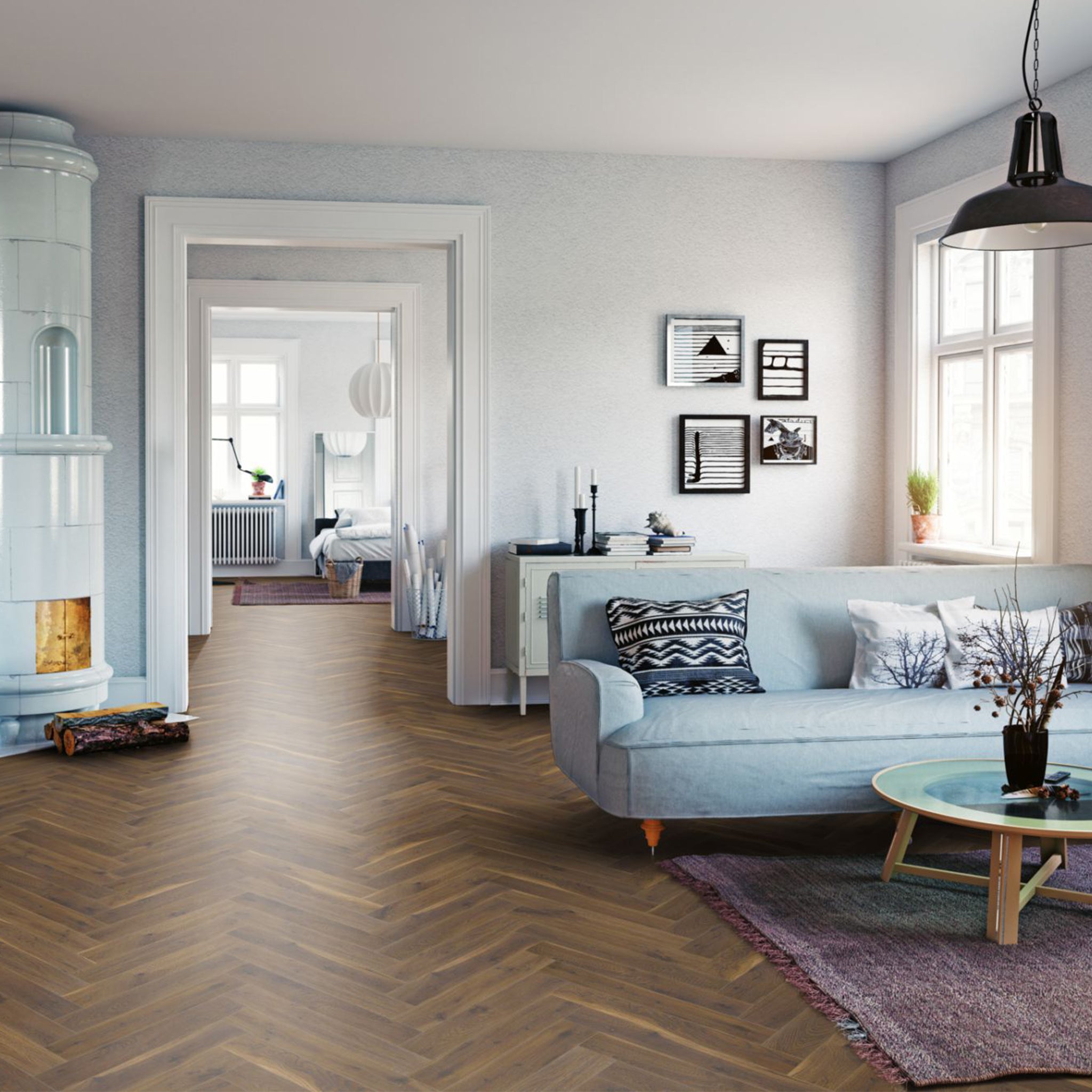 Chocolate Oak 12mm Herringbone Laminate - Floor Street