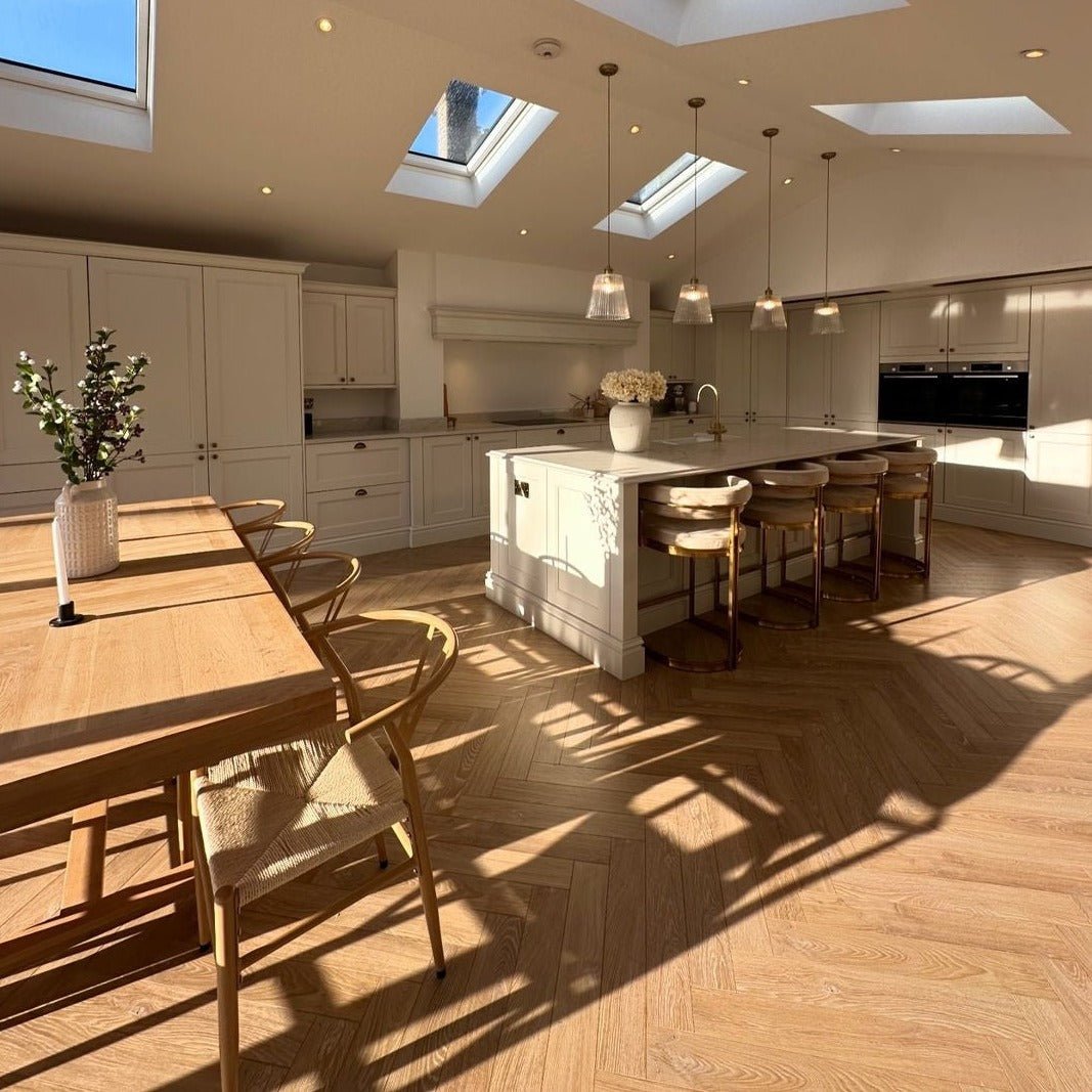 Desert Oak 12mm Herringbone Laminate - Floor Street