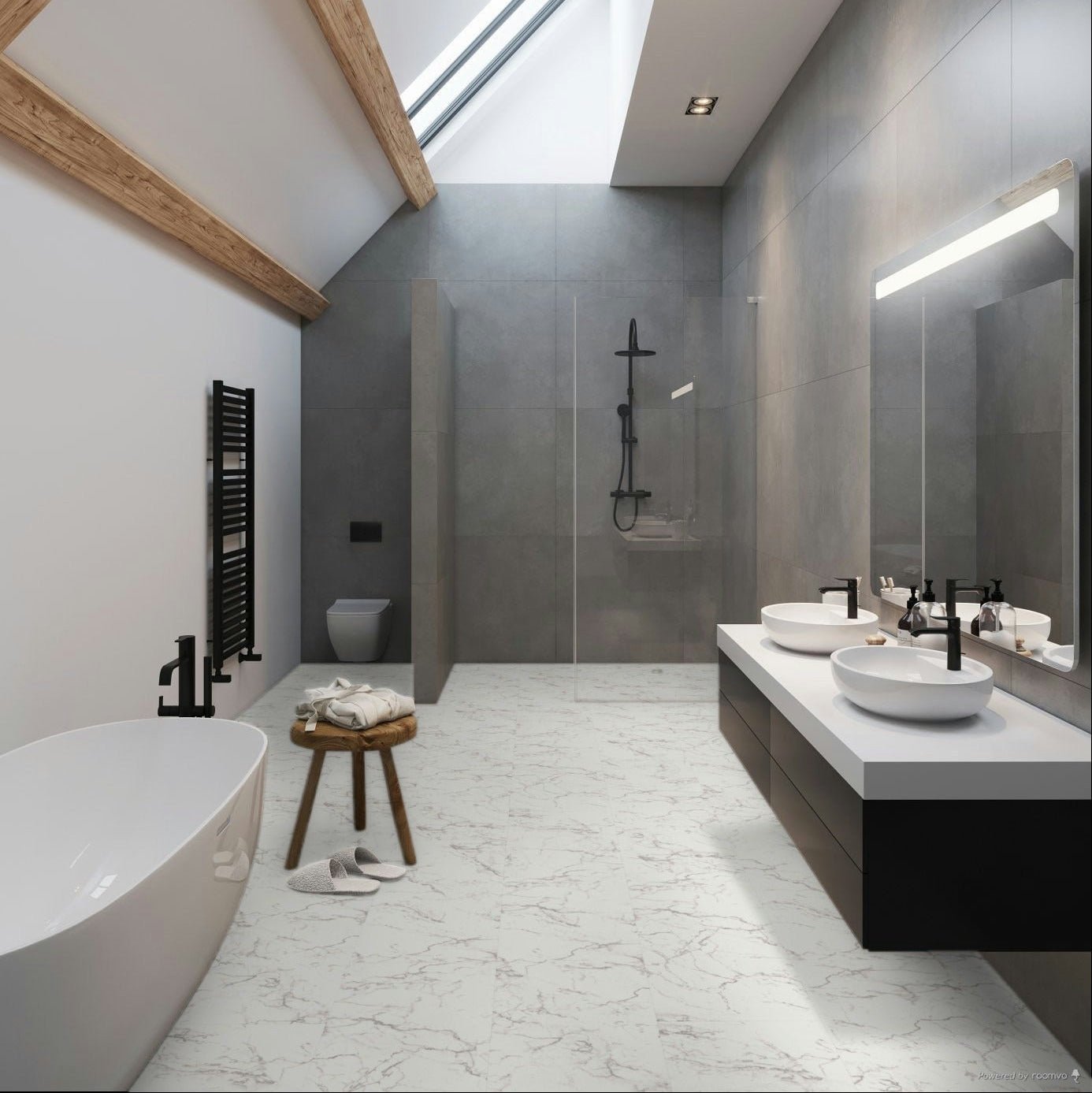 Falquon Stone Carrara Marble Tile Laminate - Floor Street