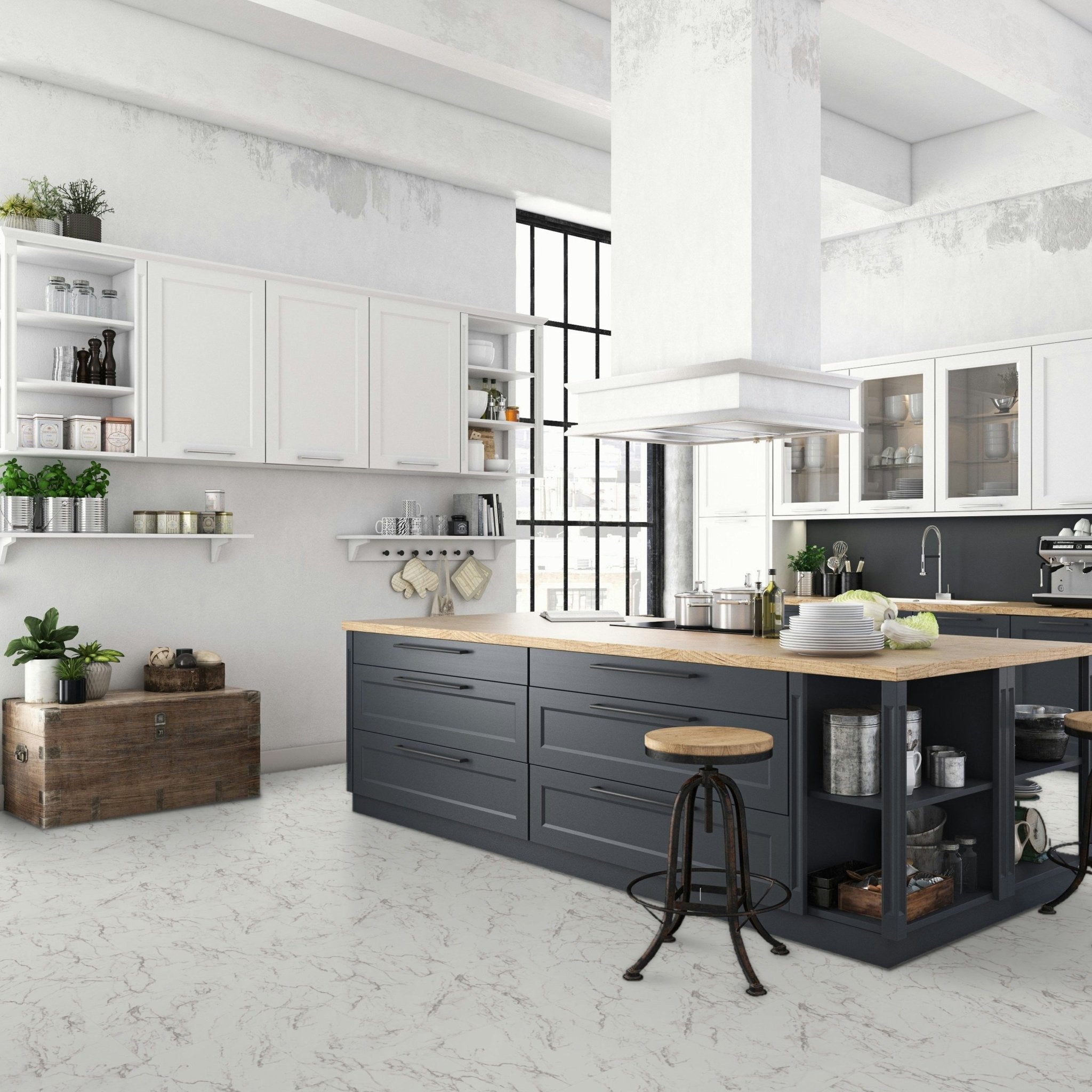 Falquon Stone Carrara Marble Tile Laminate - Floor Street