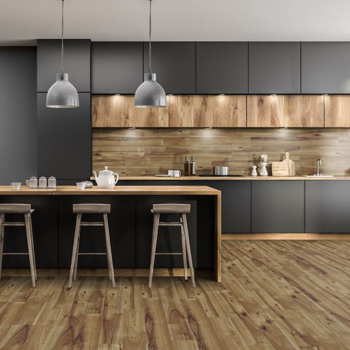 Gloss Hickory Bravo 8mm Straight Laminate - Floor Street