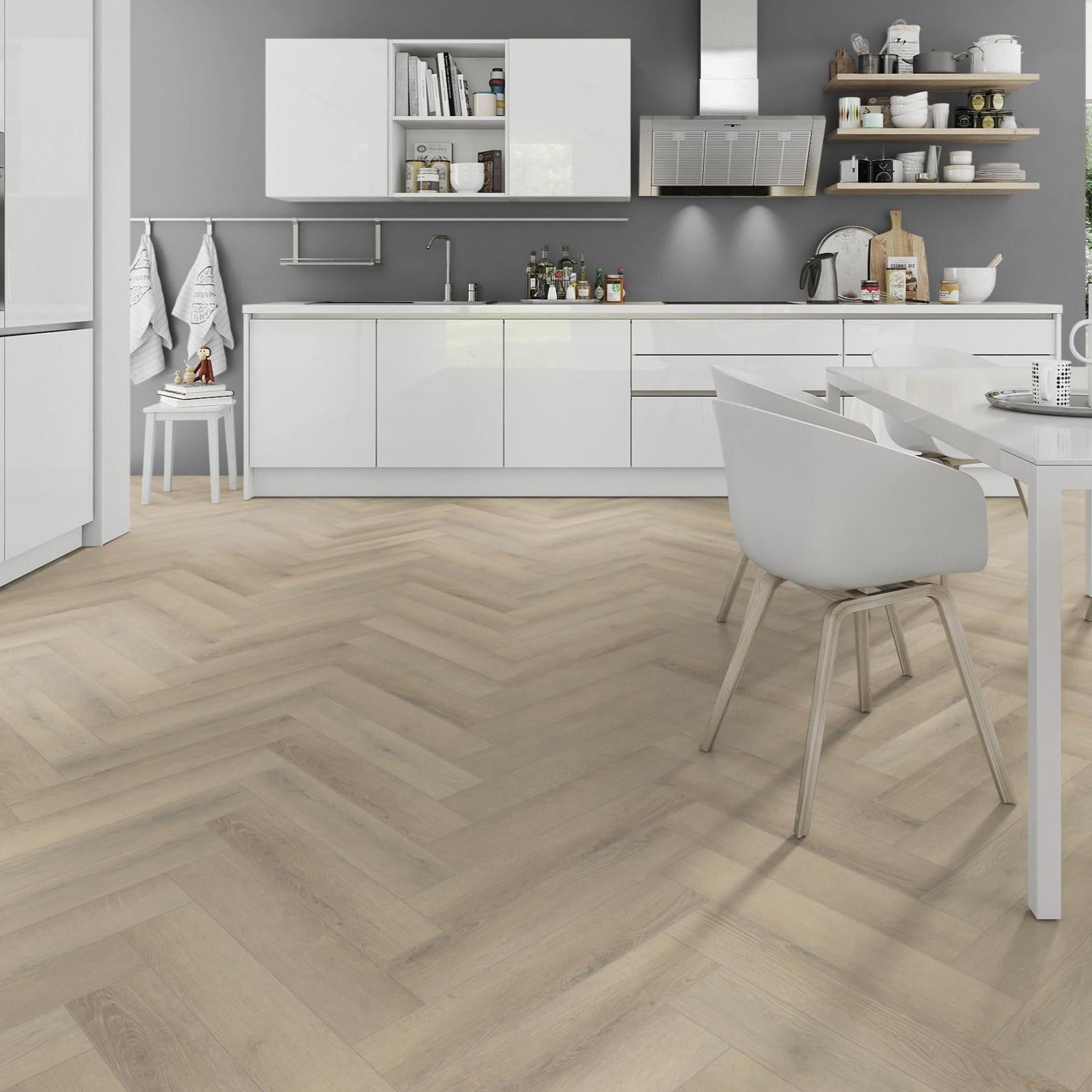 Hirame Oak Herringbone Waterproof Click Vinyl - Floor Street