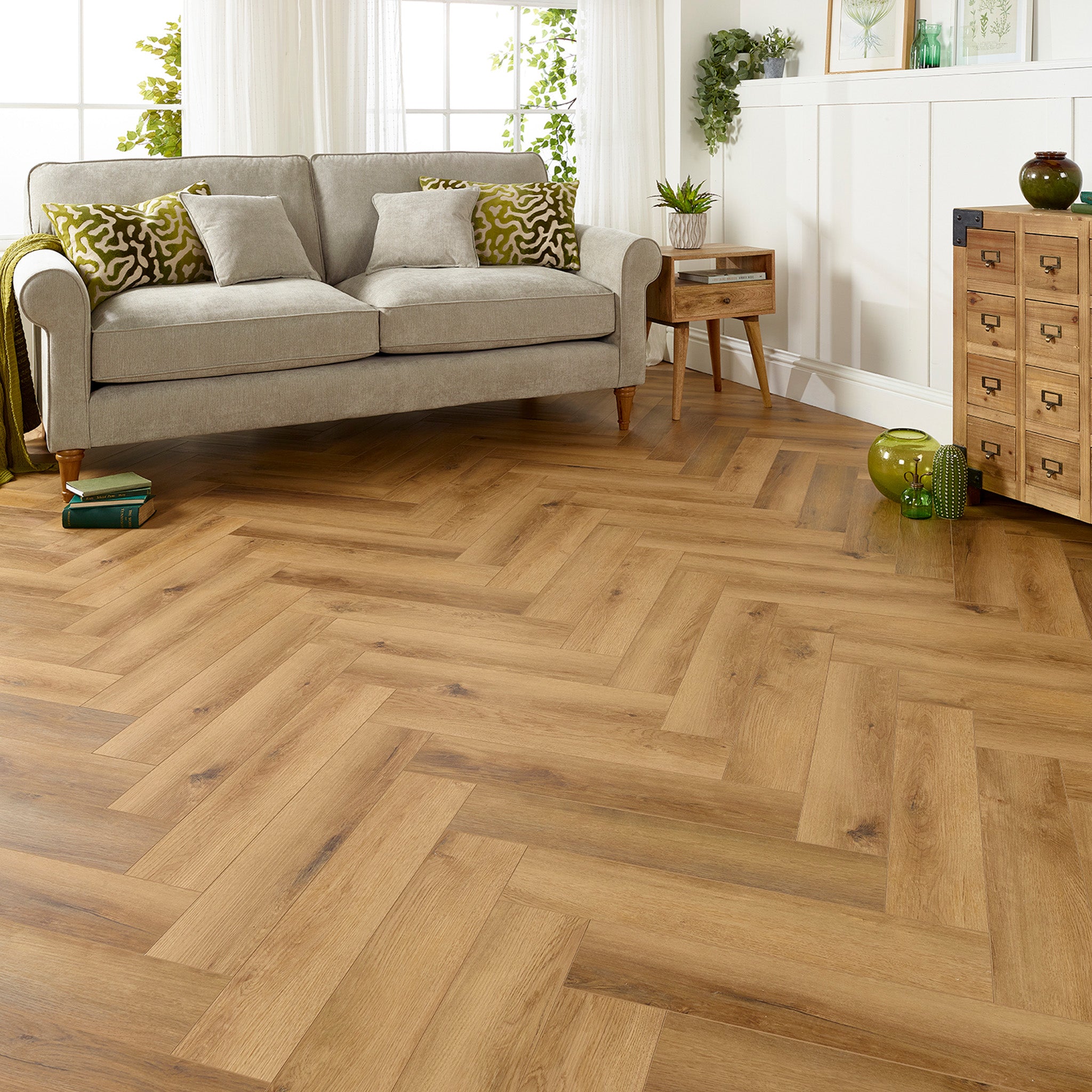 Hydro Loc Warm Oak 6mm Herringbone Waterproof Click Vinyl