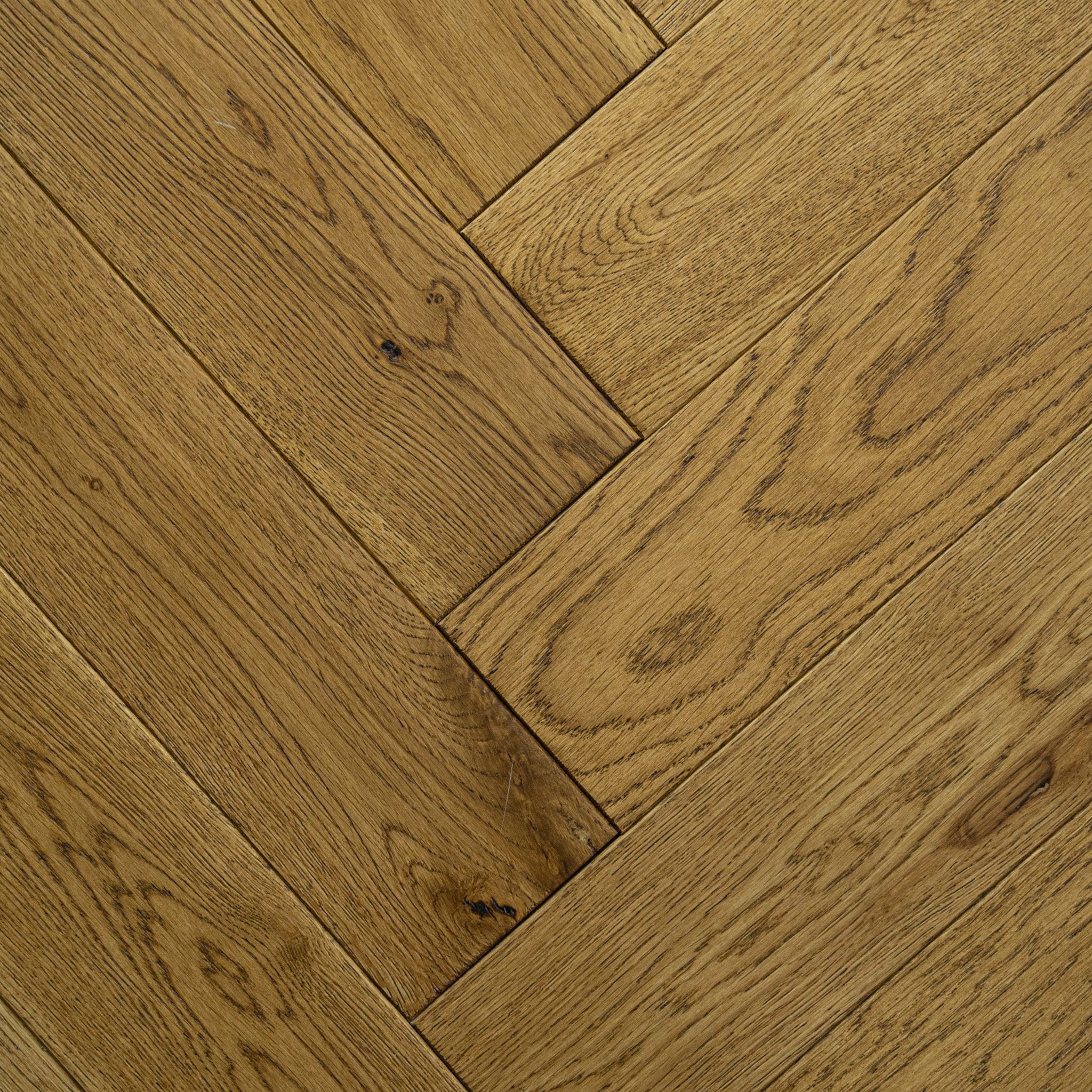 Light Golden Brushed & UV Lacquered 15/4 x 90mm Herringbone Engineered