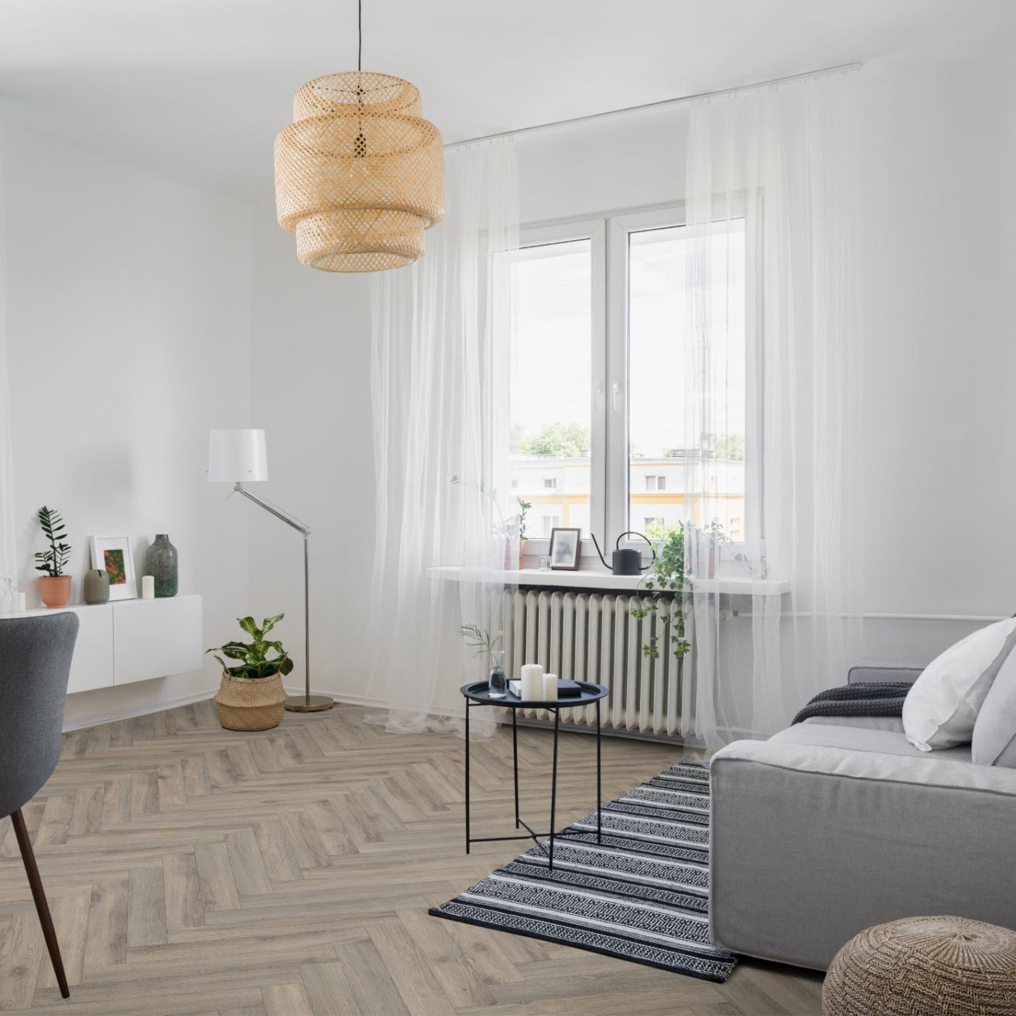 Midnight Oak 12mm Herringbone Laminate - Floor Street