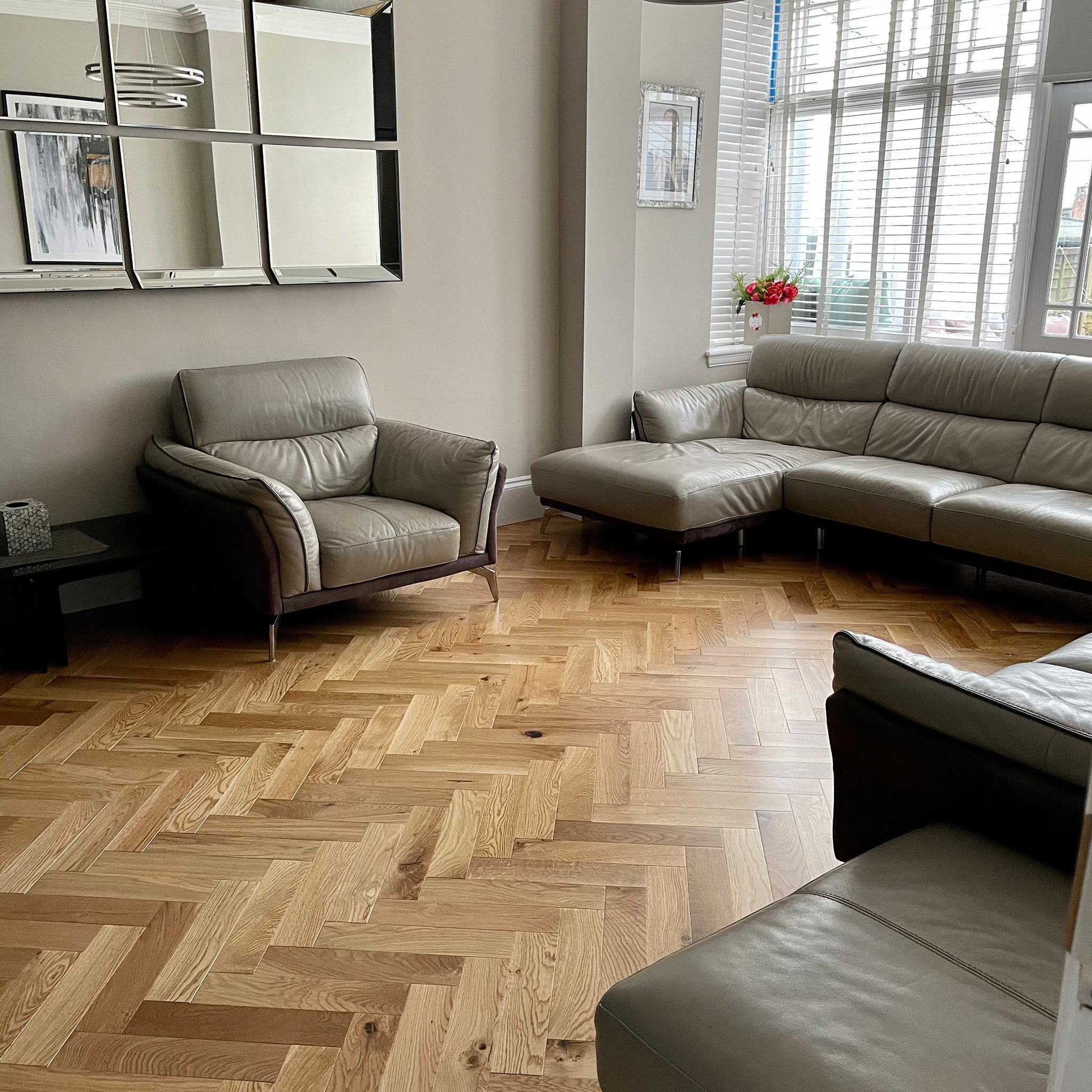 Natural Lacquered 15/4 x 90mm Herringbone Engineered