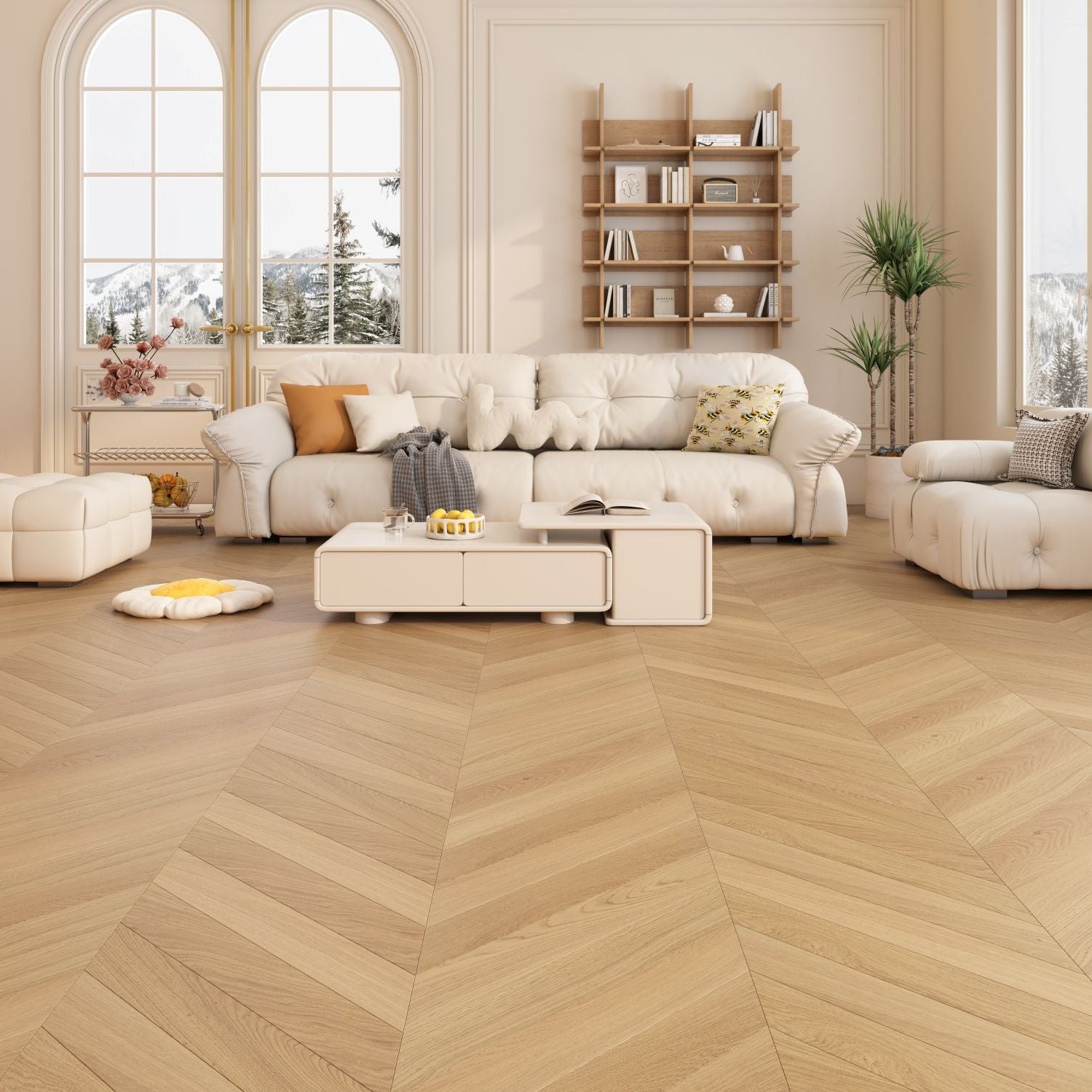 Natural Oak 14/3 x 90mm Chevron Engineered - Floor Street
