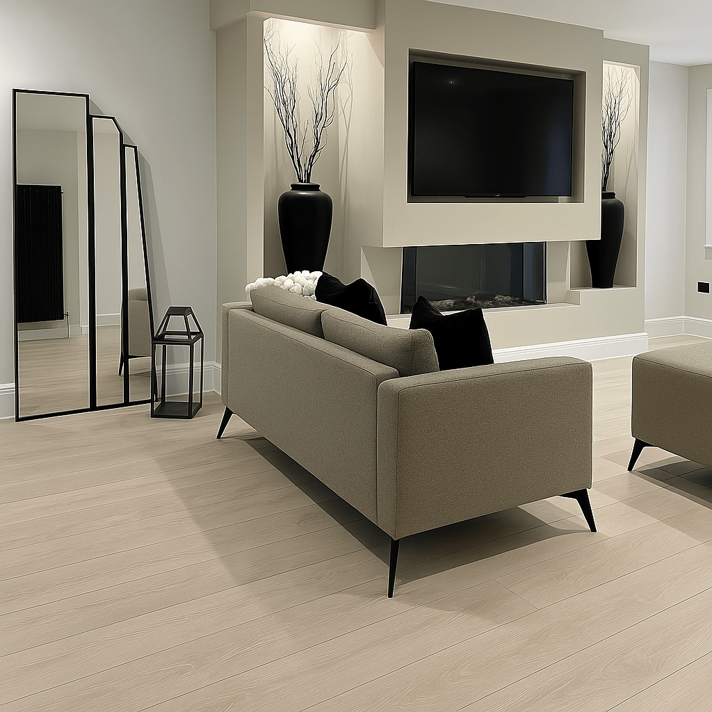 Pearl Oak 12mm Straight Laminate - Floor Street