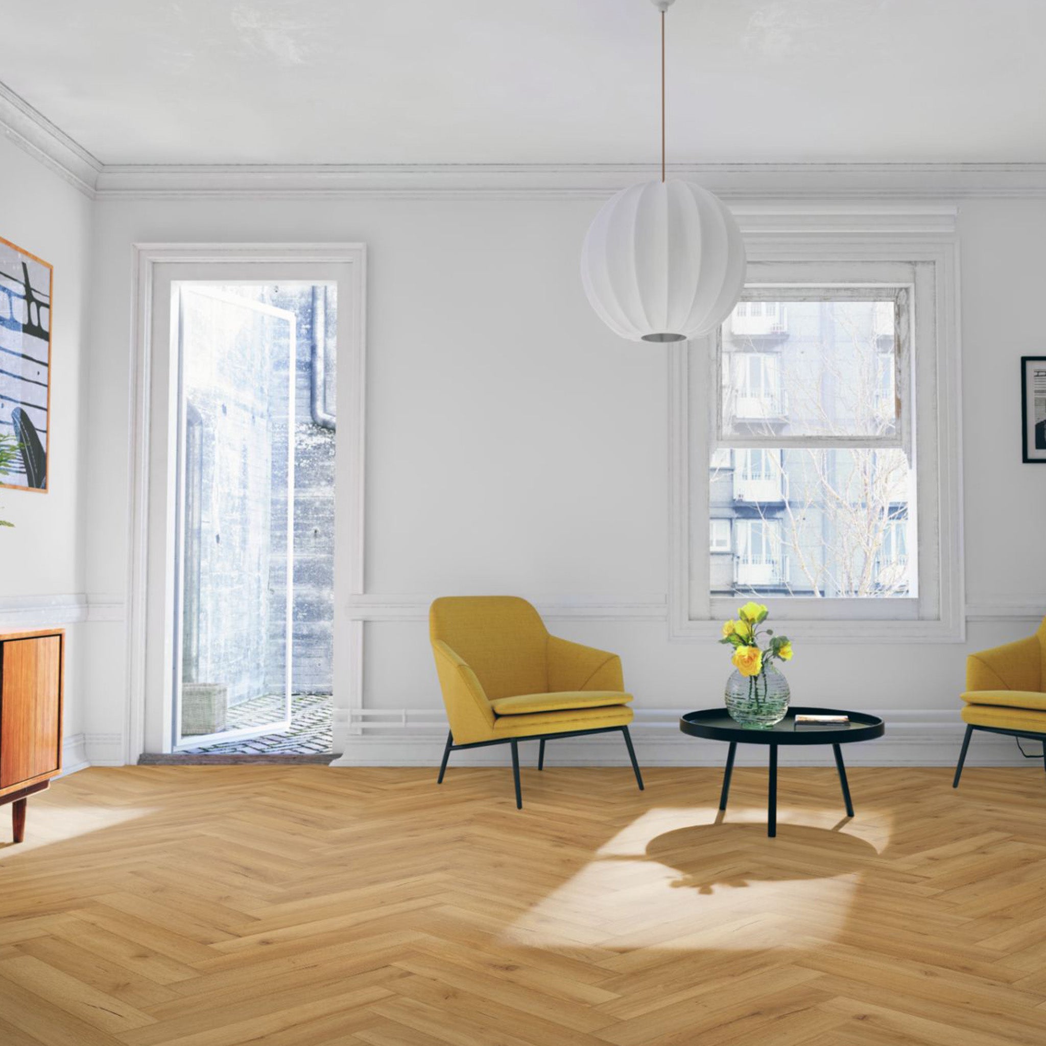 Pure Wood Oak 12mm Herringbone Laminate - Floor Street