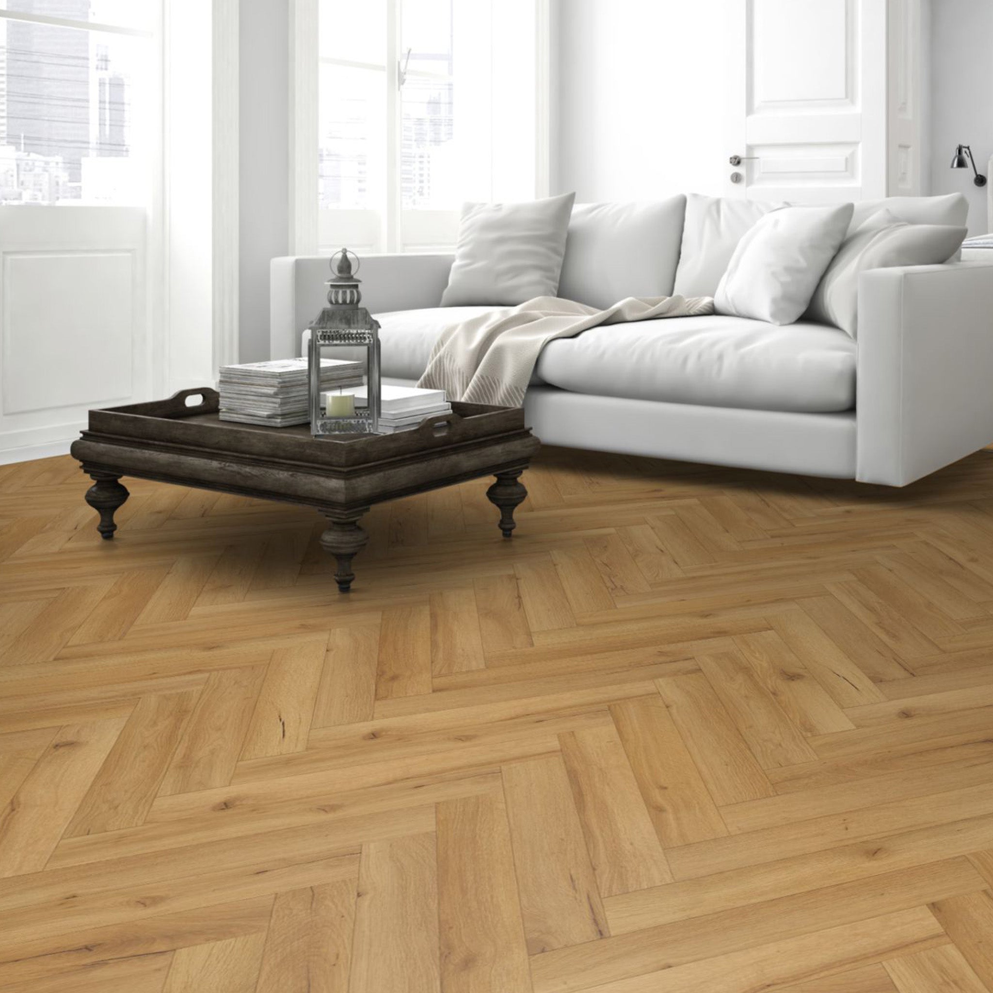 Pure Wood Oak 12mm Herringbone Laminate - Floor Street