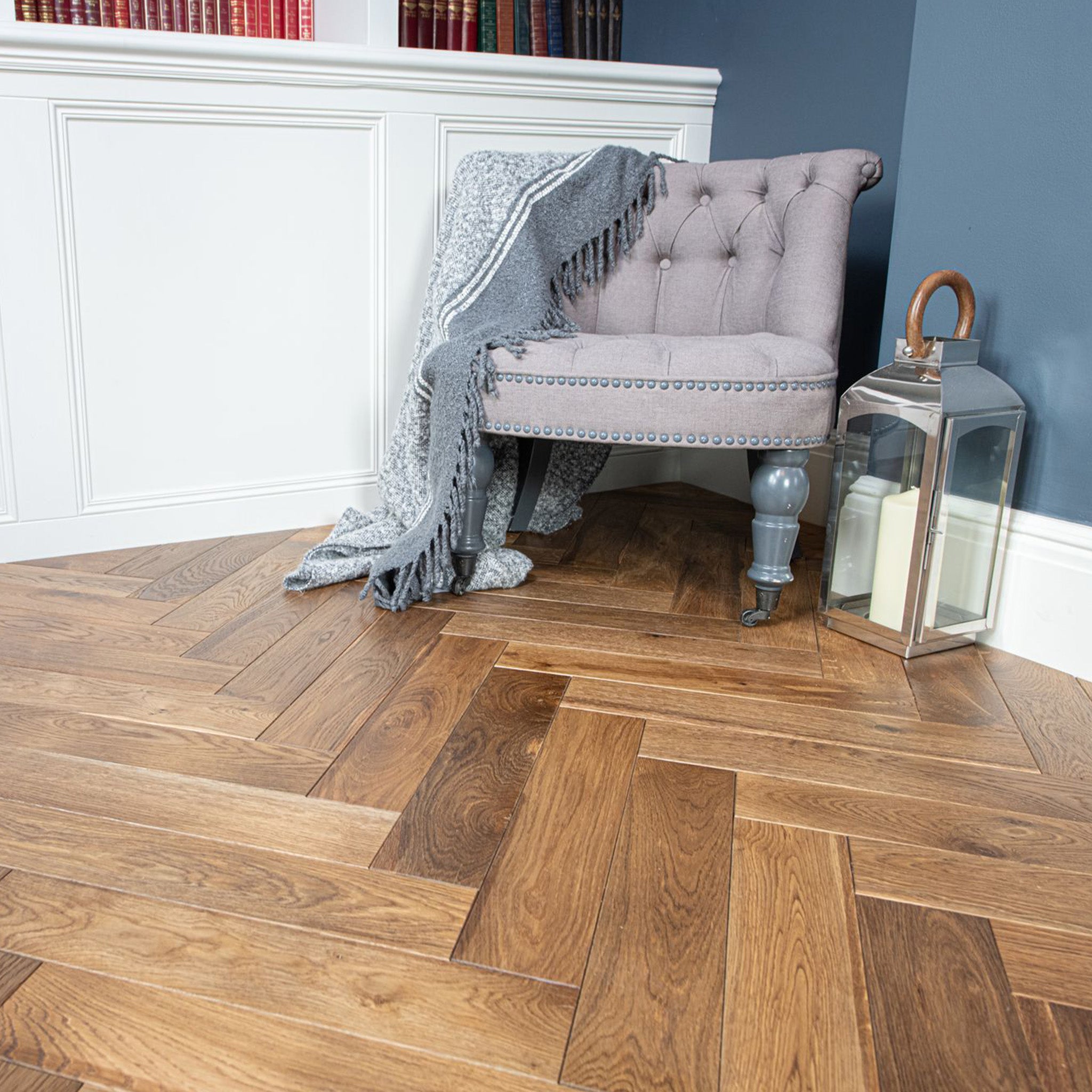 Smoked Brushed & Lacquered 18/5 x 100mm Herringbone Engineered