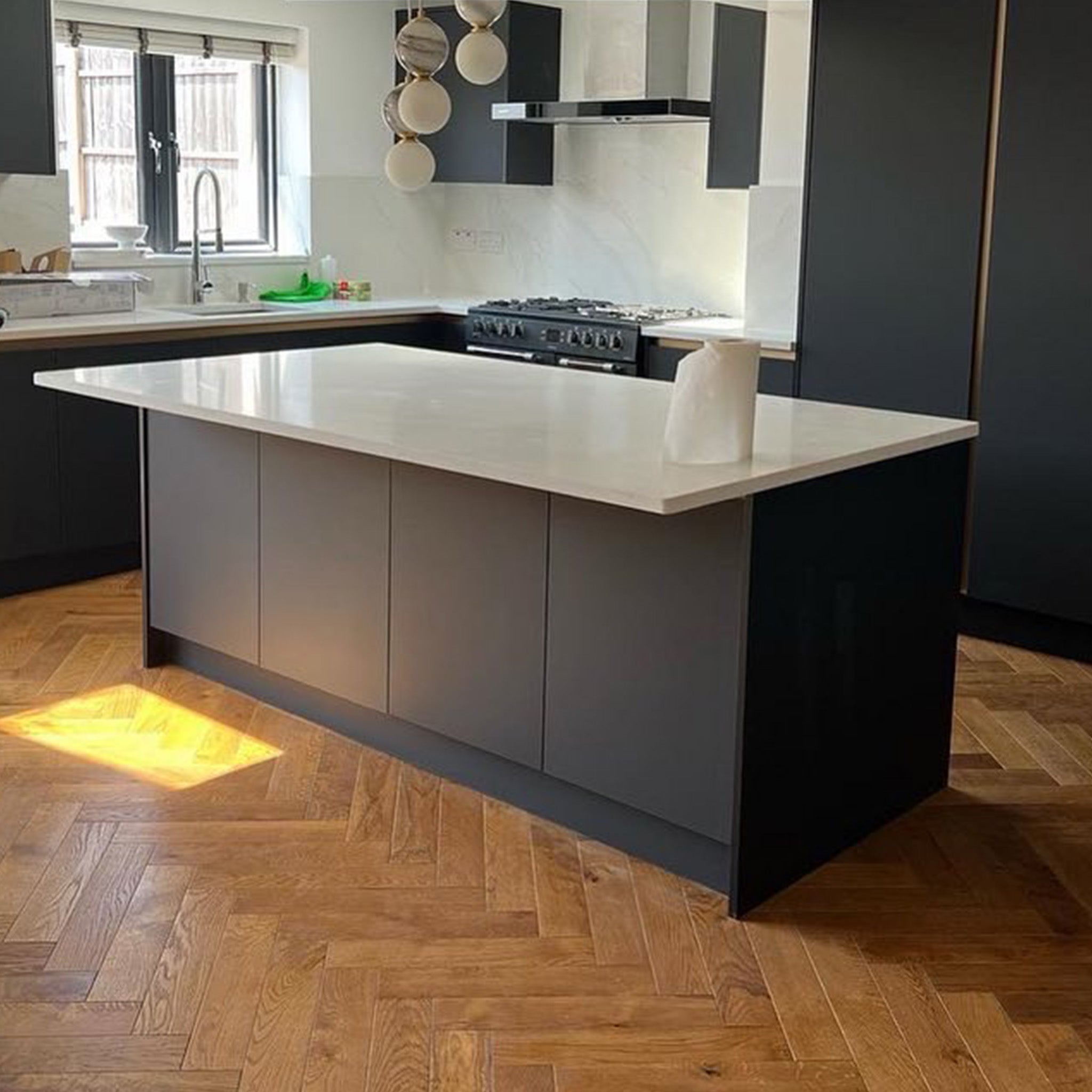 Smoked Brushed & Lacquered 18/5 x 100mm Herringbone Engineered - Floor Street
