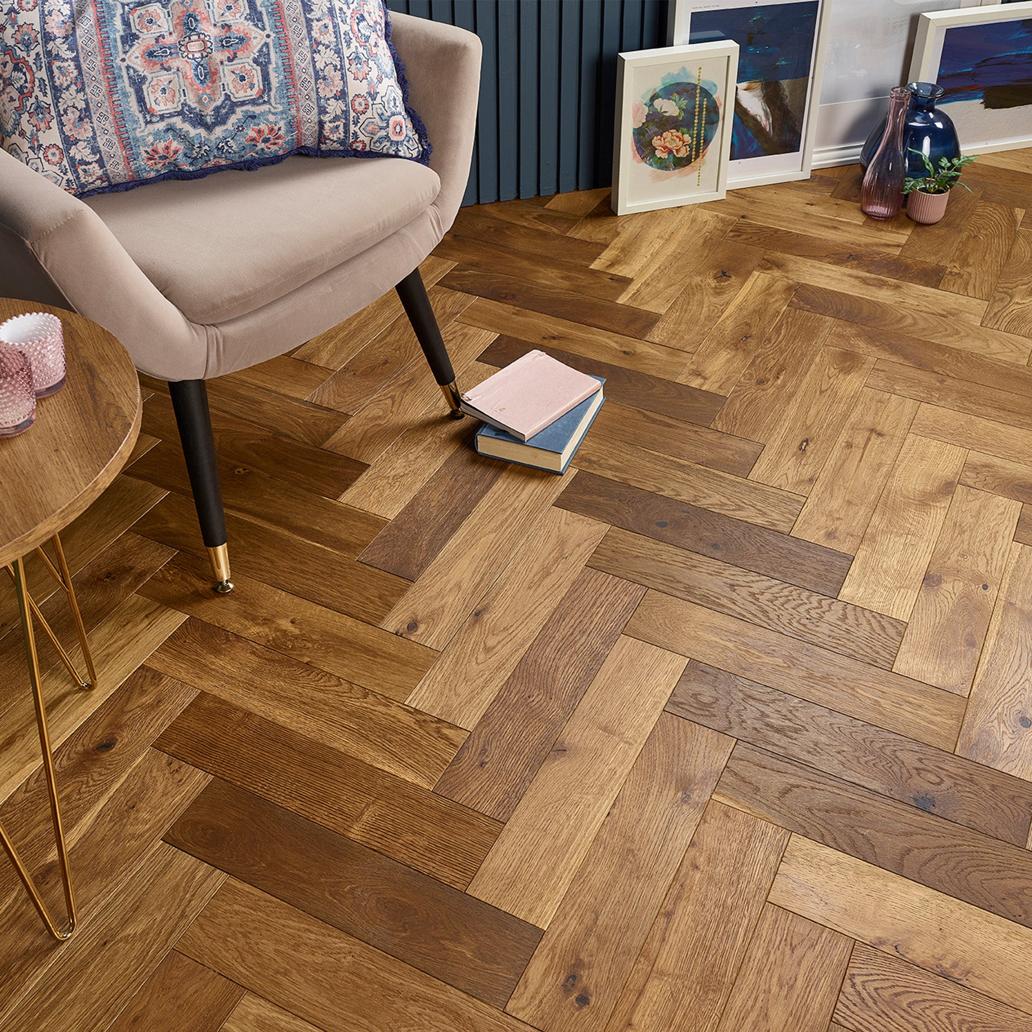Smokey Oak Herringbone Engineered