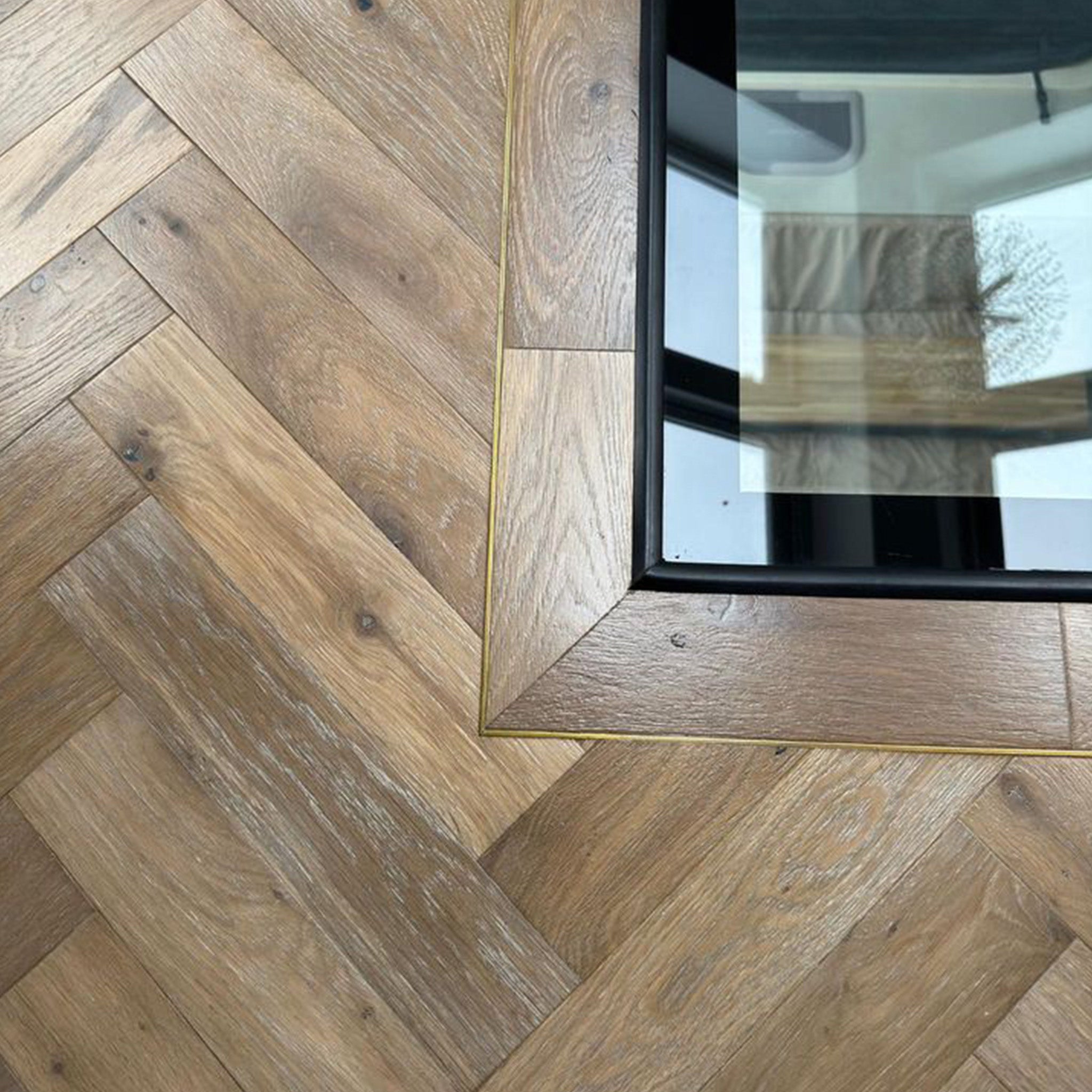 Smoked Grey Brushed & UV Oiled 15/4 x 90mm Herringbone Engineered - Floor Street