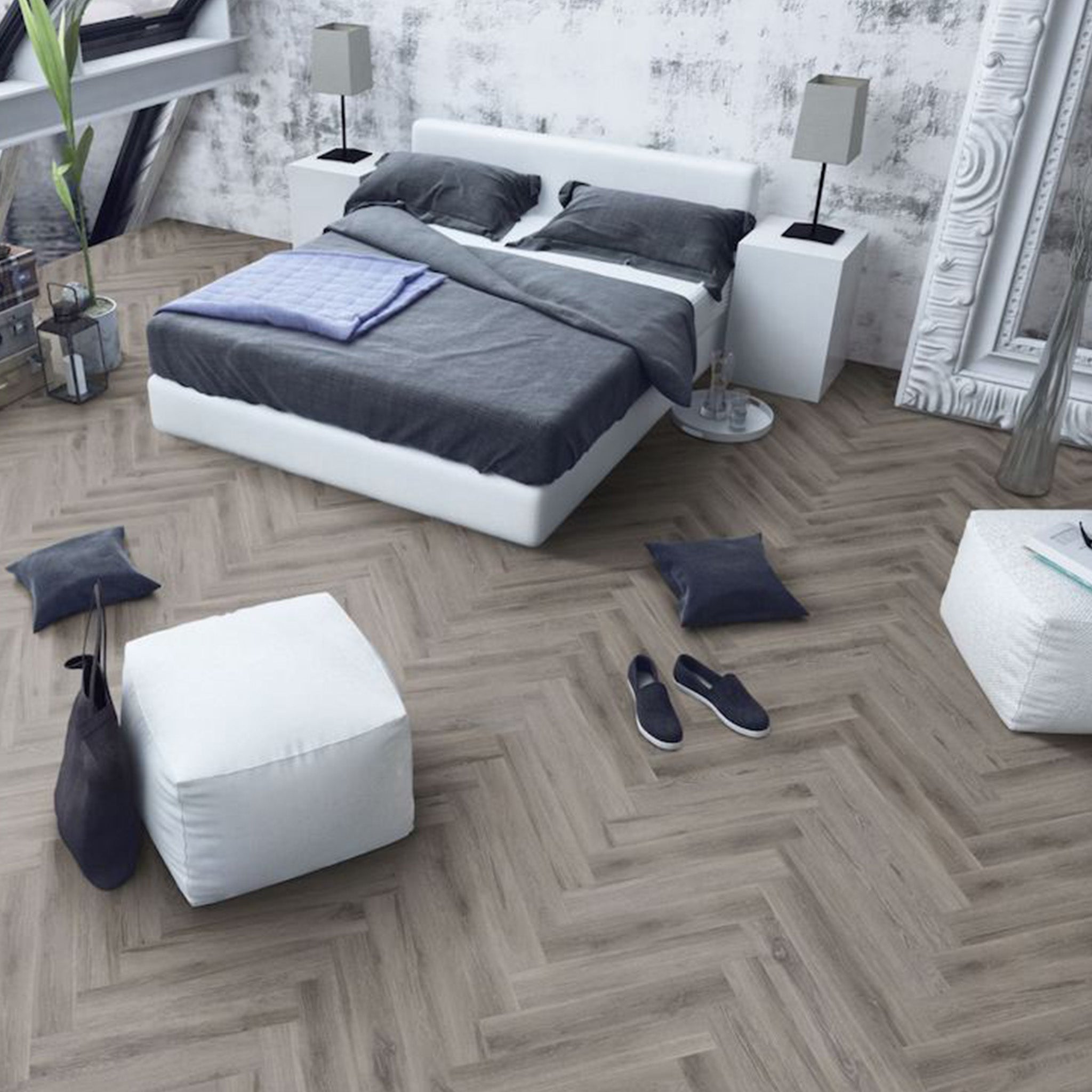 Stonehenge Oak Herringbone Waterproof Click Vinyl - Floor Street