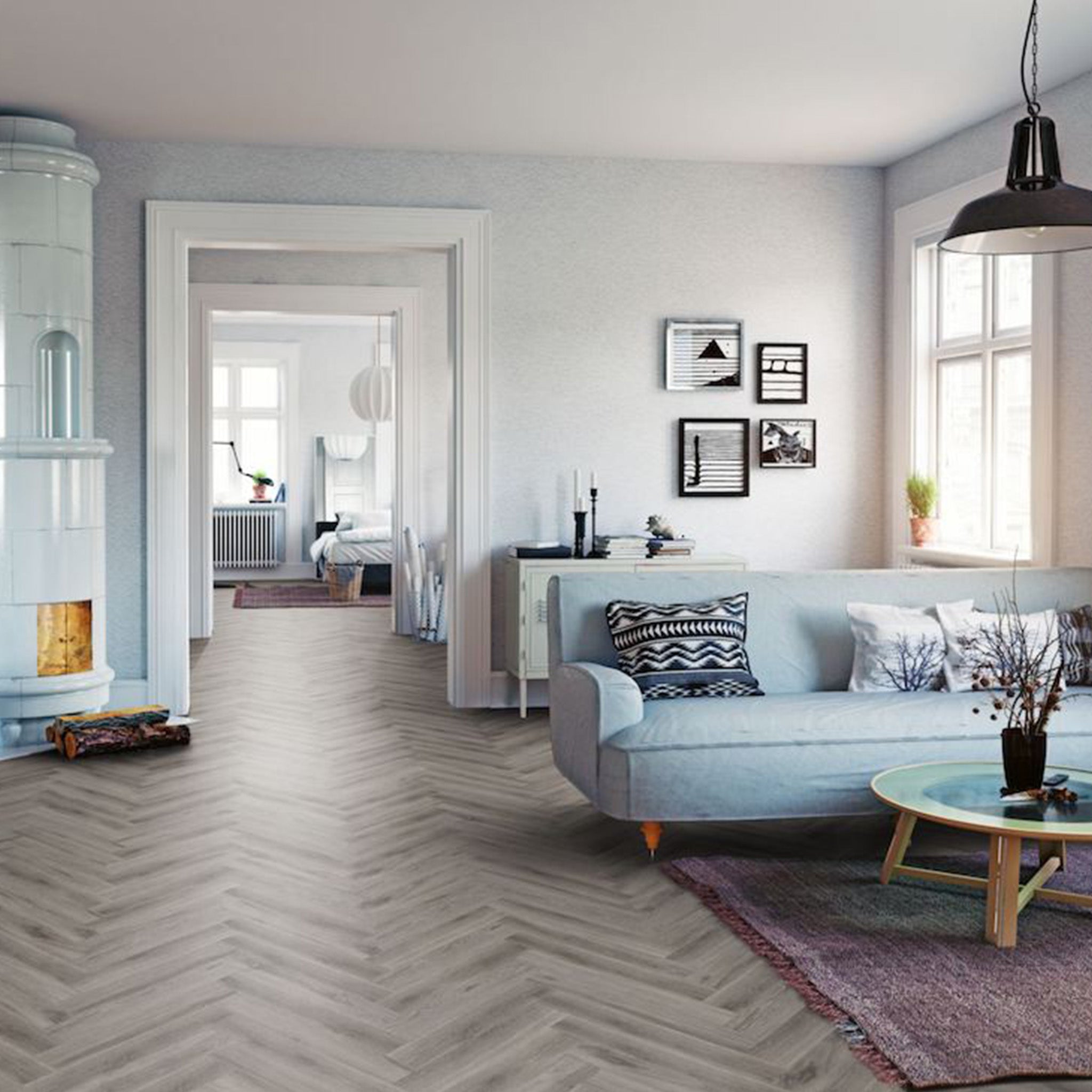 Stonehenge Oak Herringbone Waterproof Click Vinyl - Floor Street
