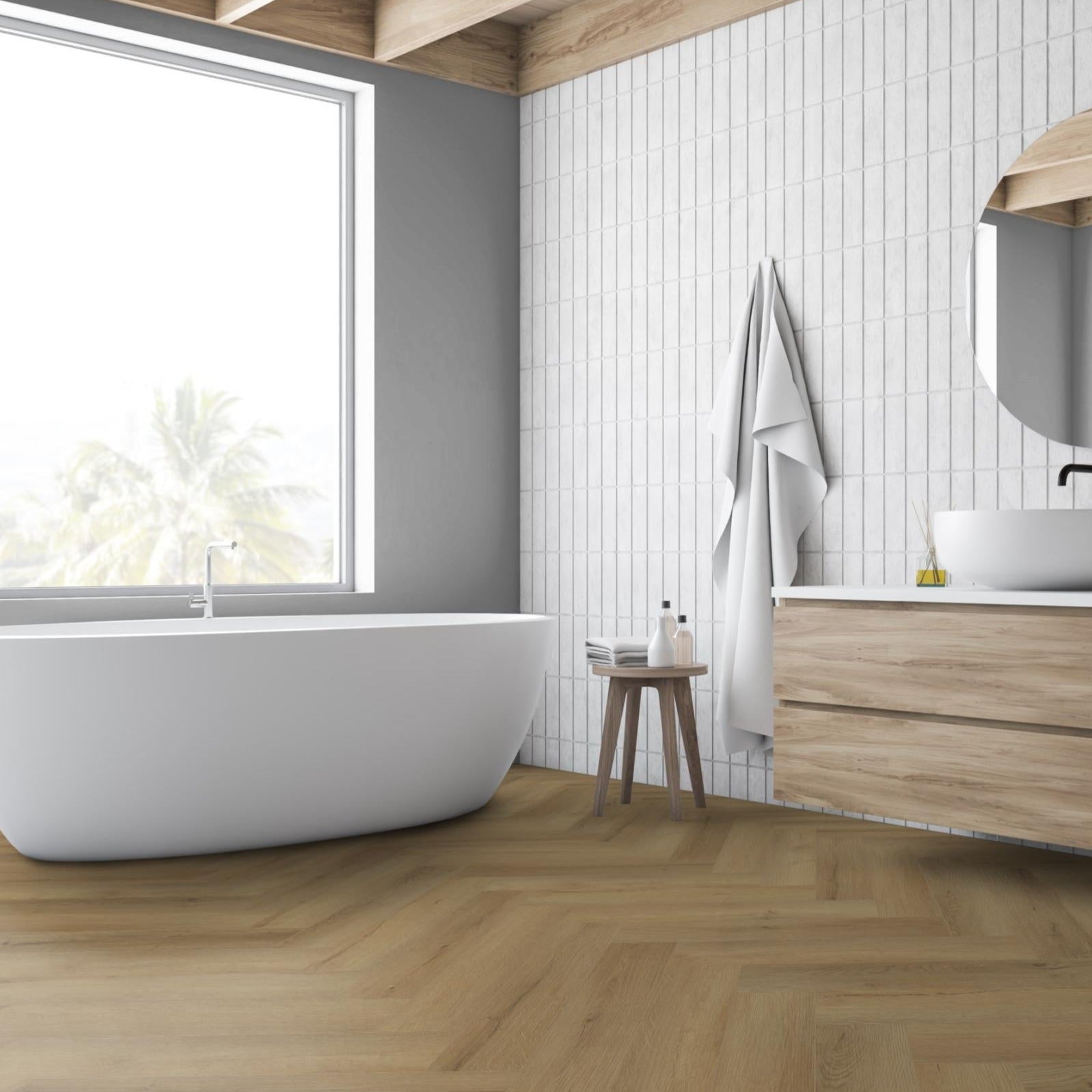 Waffle Oak Herringbone Waterproof Click Vinyl - Floor Street