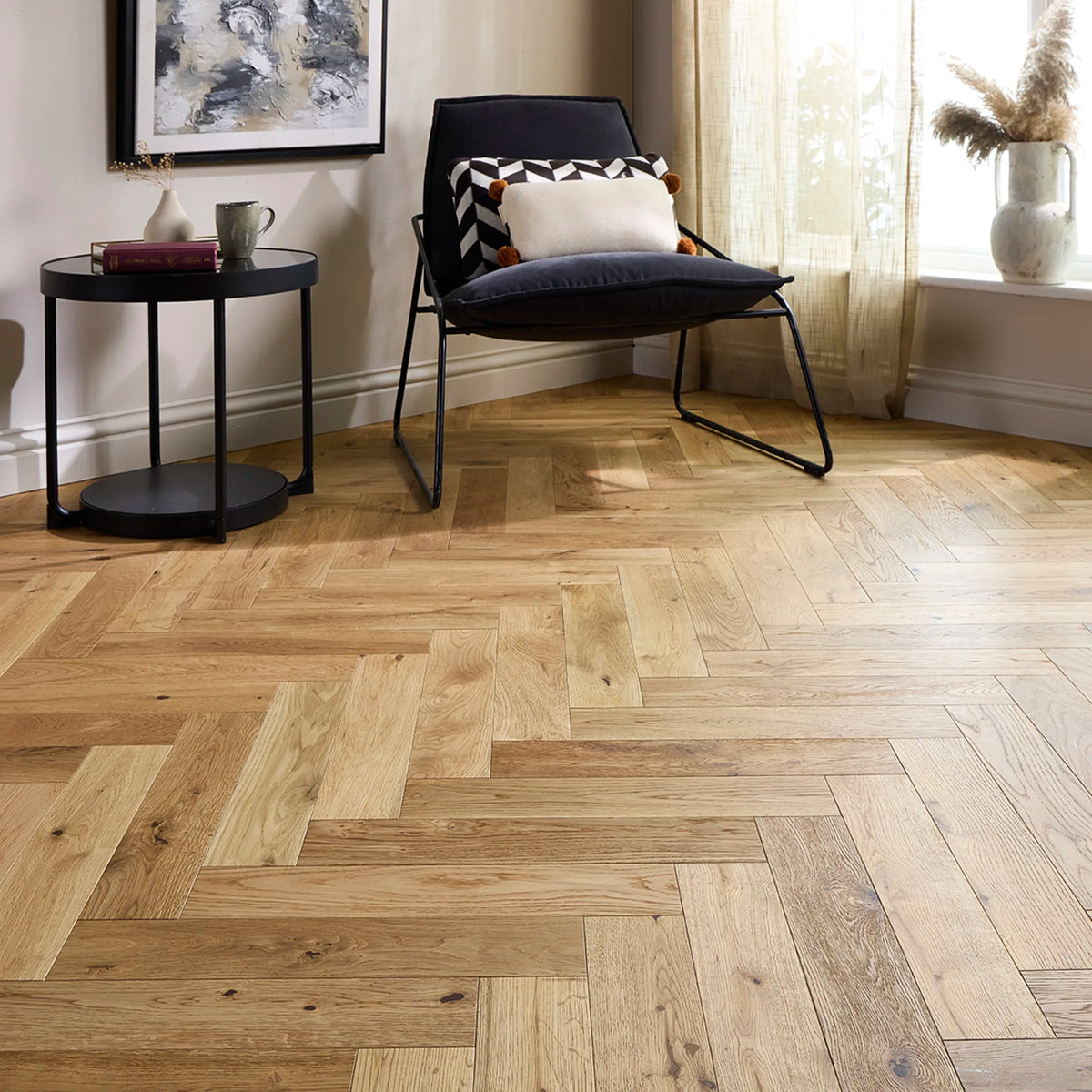 Brushed & Hardwax Oiled Herringbone Solid Wood