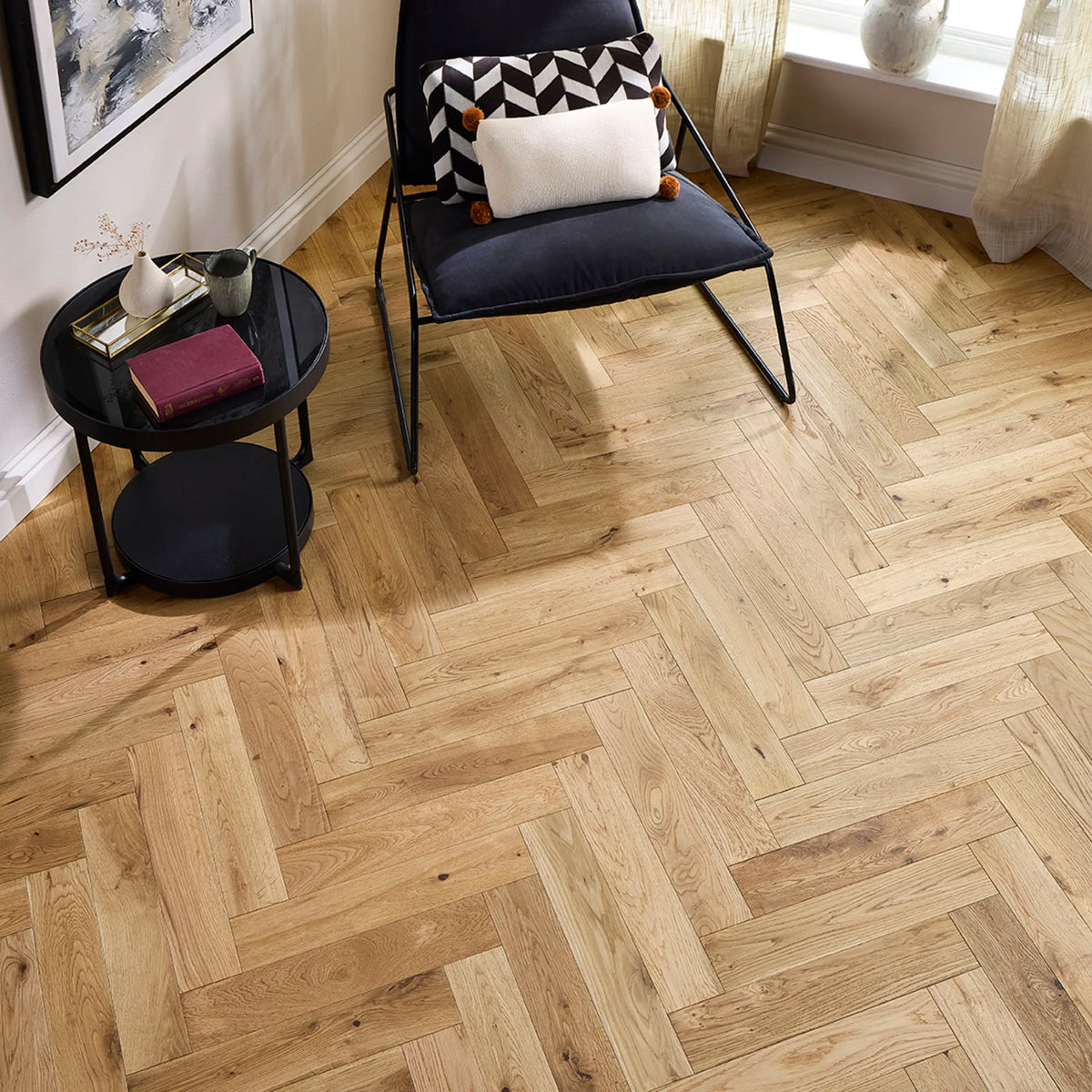Brushed & Hardwax Oiled Herringbone Solid Wood
