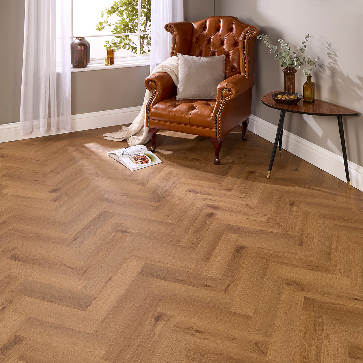 Davos Oak Herringbone Glue Down LVT