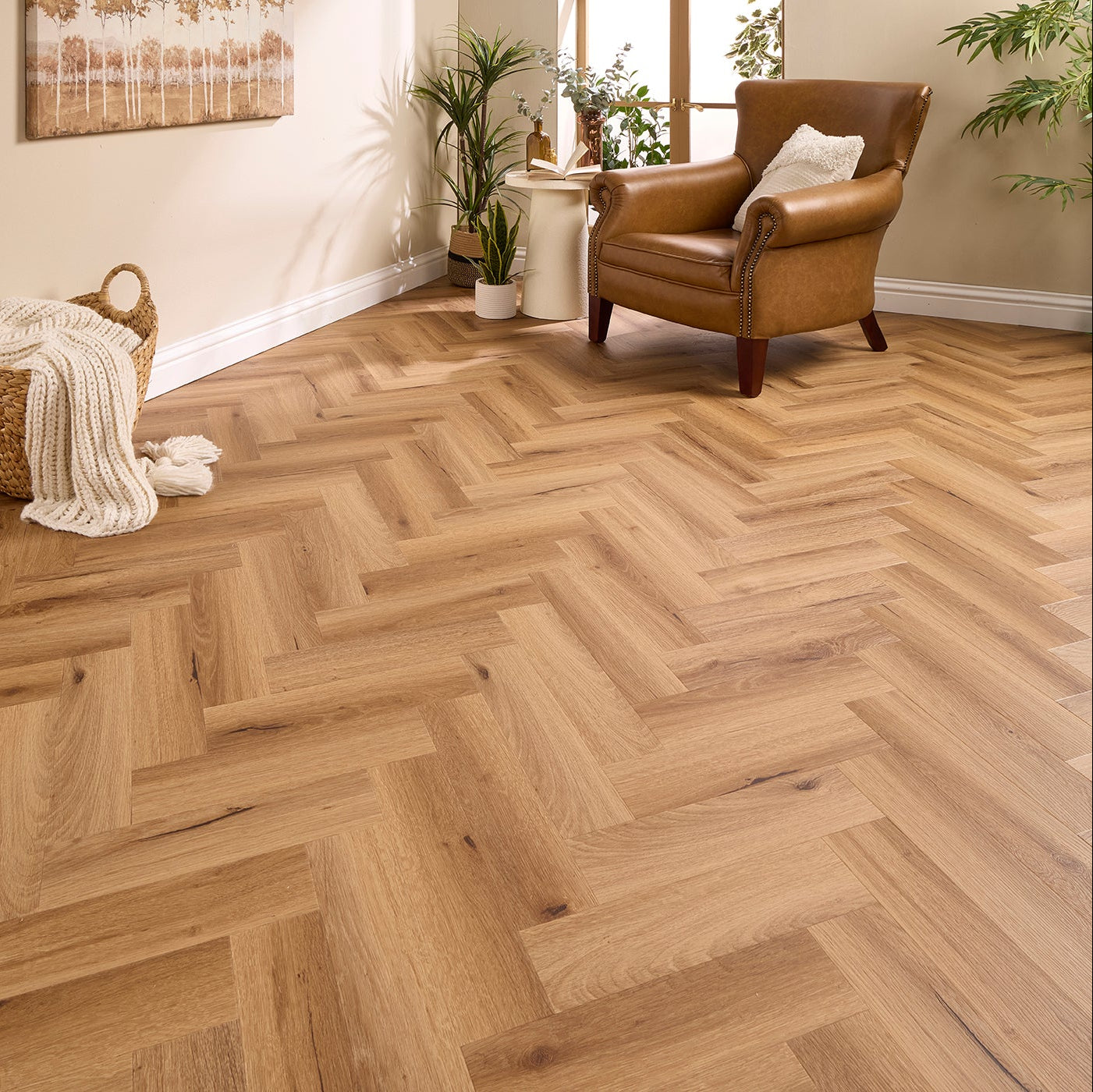 Milano Oak Herringbone Glue Down LVT