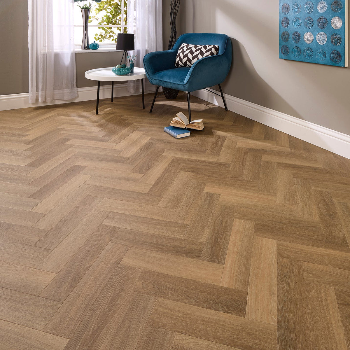 Zermatt Oak Herringbone Glue Down LVT