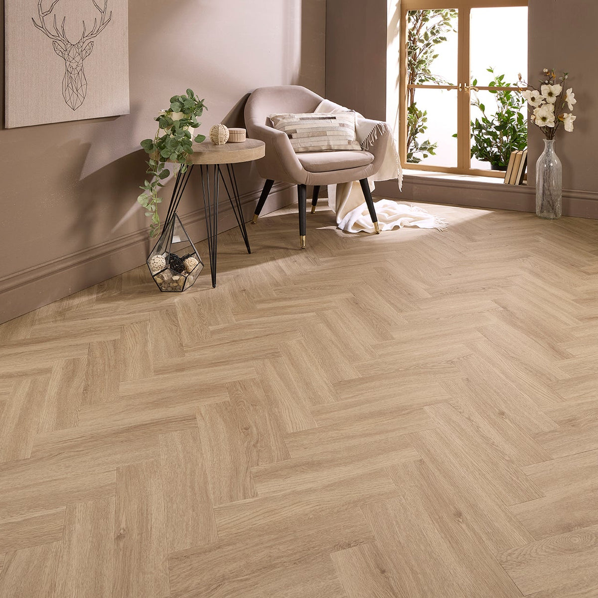 Courchevel Oak Herringbone Glue Down LVT